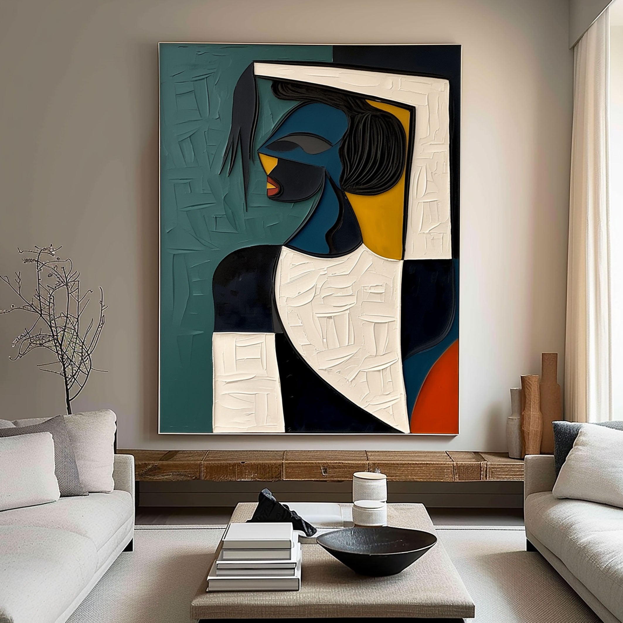 BEYOND FORM: Portrait Wall Art, Modern Abstract Figurine Pop Art Style Hand-Painted Oil Painting