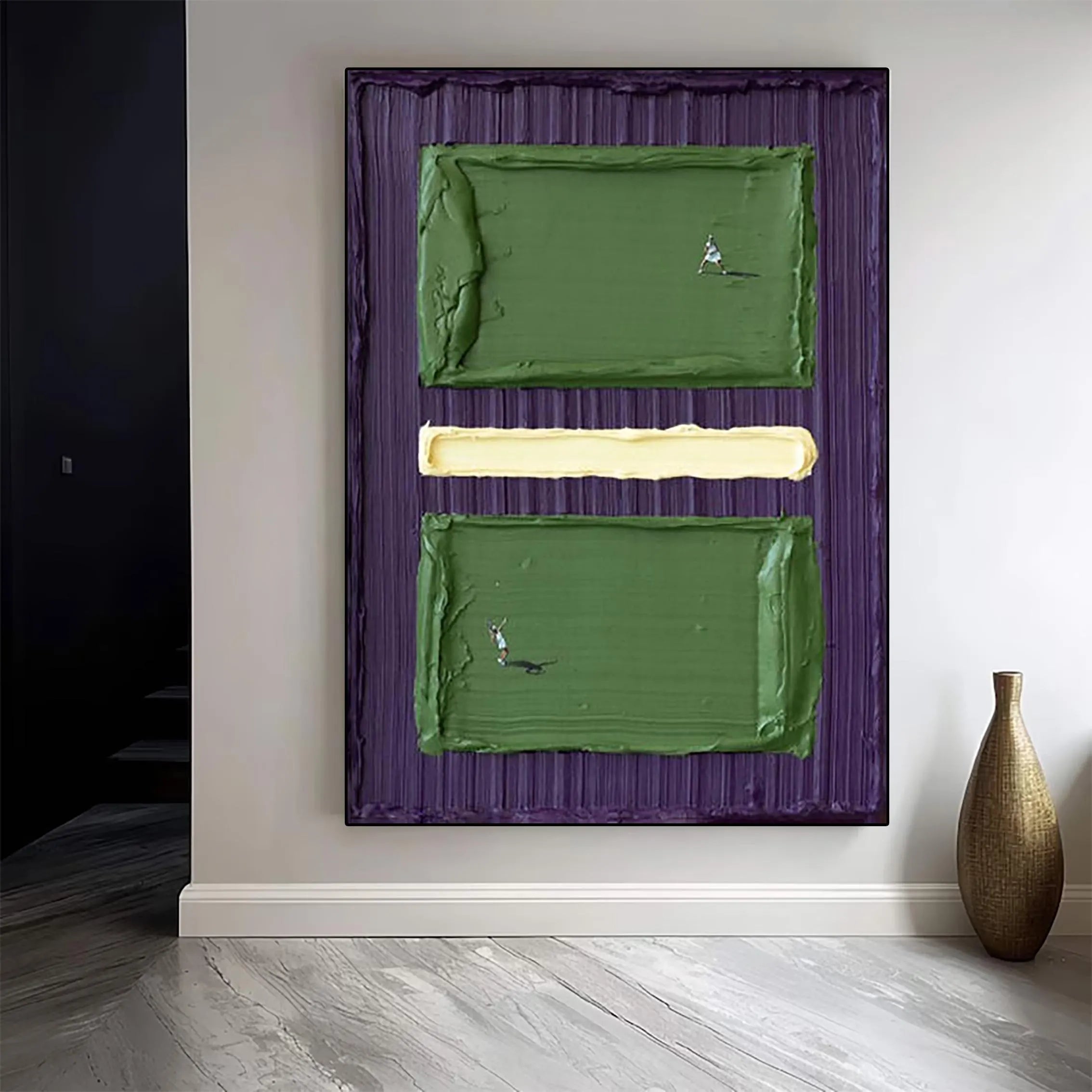 Court Match – 3D Heavy Texture Tennis Landscape Painting | Contemporary Landscape Living Room & Dining Room Art