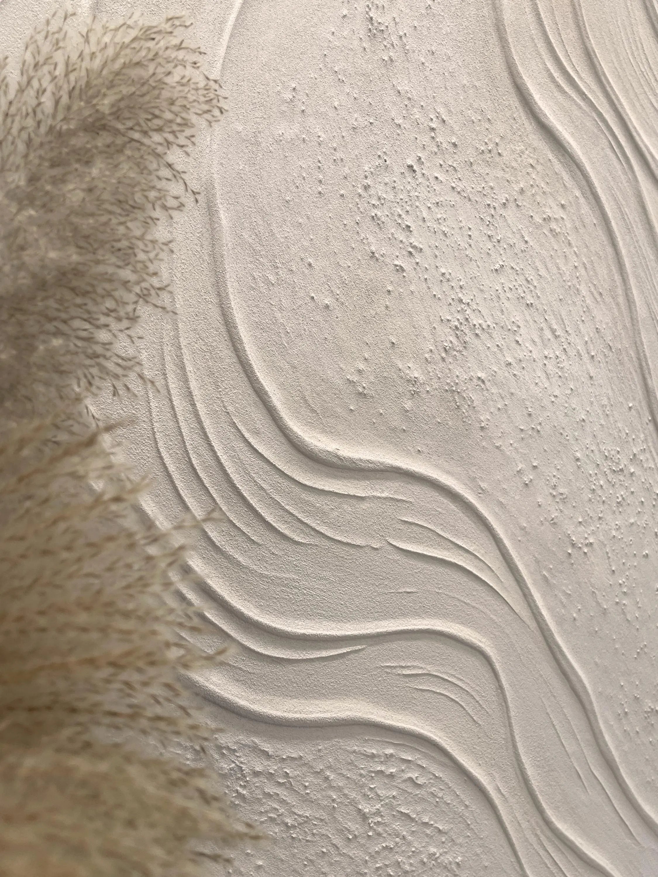 Zen Ripple – Hand-Painted Minimalist Beige Organic Wave Line 3D Plaster Effect Relief Wabi-Sabi Painting | Japandi Organic Wabi-Sabi Living Room & Hallway Art