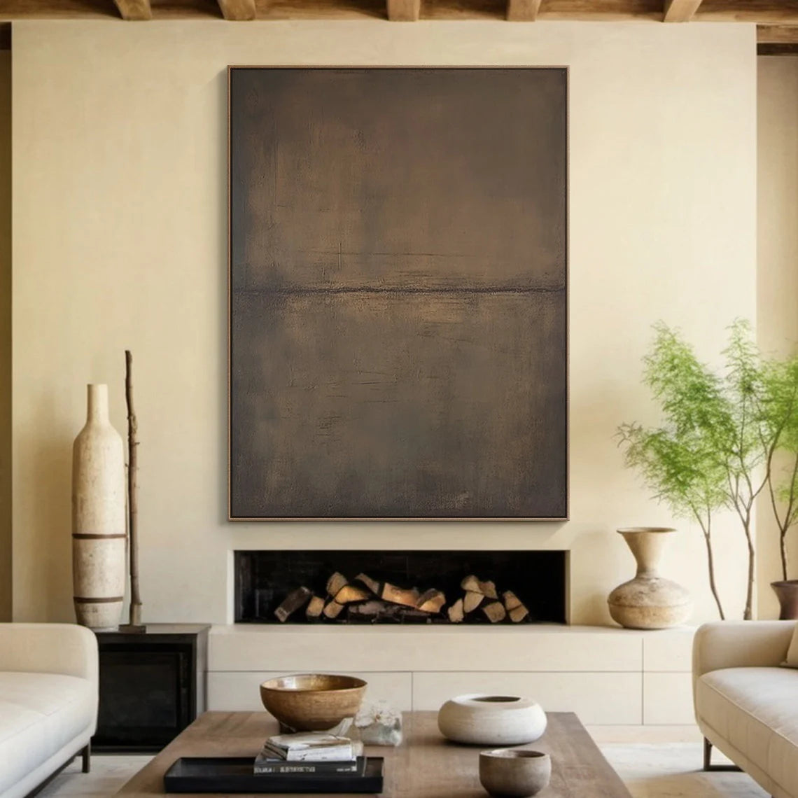 Ancient Earth – Hand-Painted Rusty Bronze Abstract 3D Wabi-Sabi Painting | Japandi Wabi-Sabi Living Room & Bedroom Art