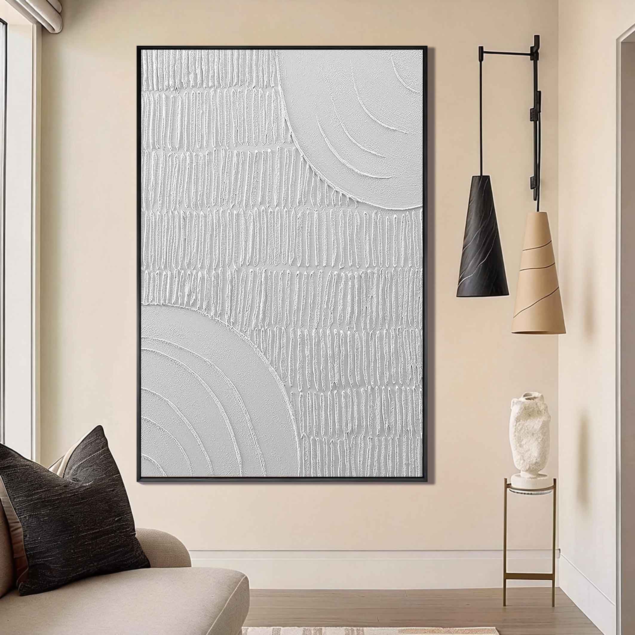 Silent Matrix – Modern Minimalist Geometric Relief Texture Painting | Modern Minimalist Bedroom & Home Office Art