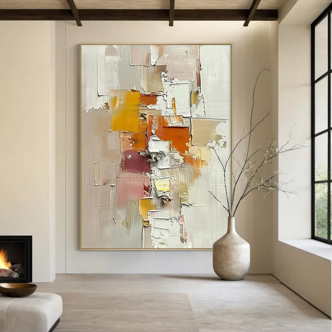 Earthen Layer – Neutral Terracotta & Ochre Palette Knife Canvas Abstract Painting | Japandi Organic Wabi-Sabi Living Room & Hallway Art