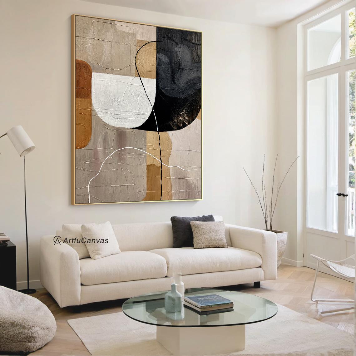 Earthen Harmony – Hand-Painted Terracotta and Neutral Tones Plaster Relief Wabi-Sabi Painting | Japandi Organic Wabi-Sabi Living Room & Hallway Art