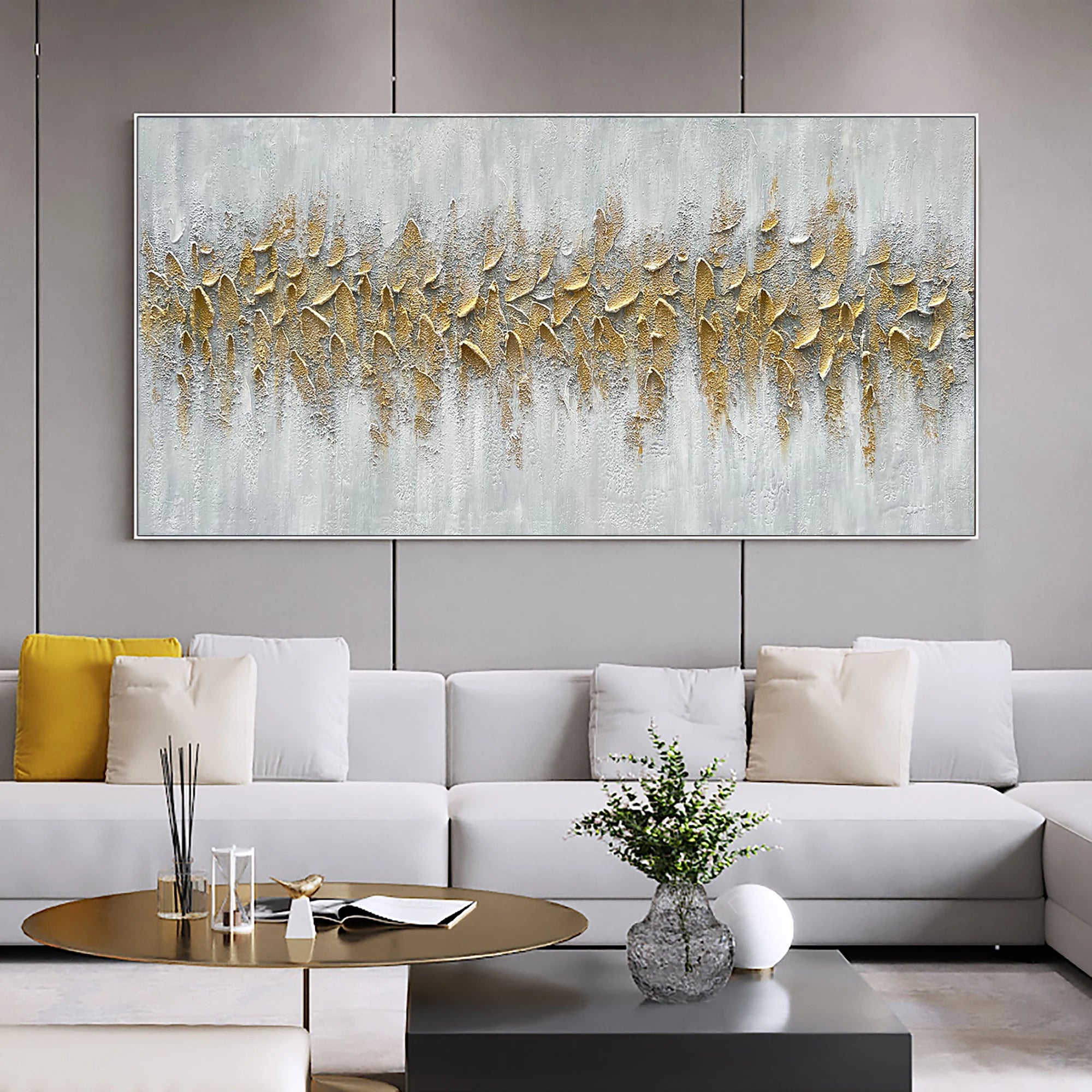 Gilded Current – Luxury Palette Knife Gold Abstract Abstract Painting | Modern Abstract Living Room & Office Art