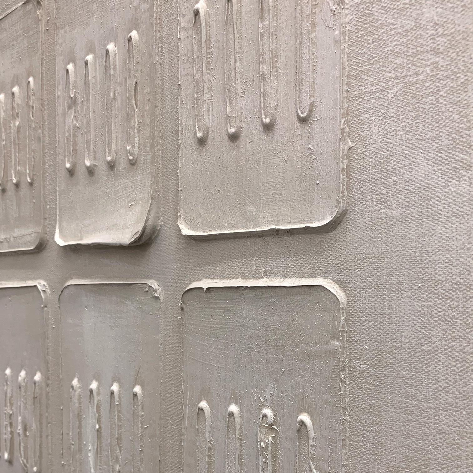 Ordered Blocks – Hand-Painted Minimalist Beige Geometric Relief Plaster Effect Wabi-Sabi Painting | Japandi Organic Wabi-Sabi Living Room & Hallway Art