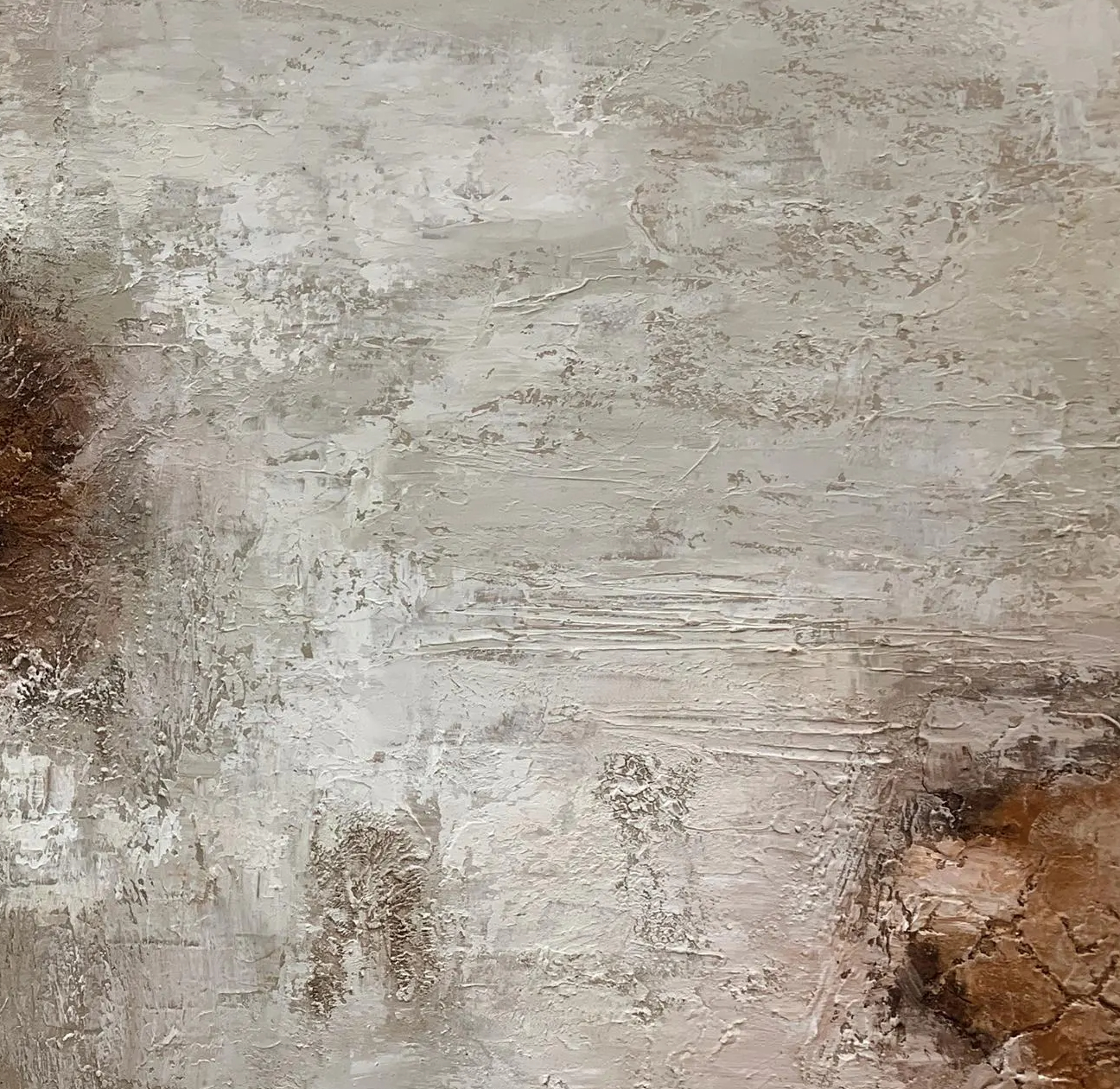RUSTIC ECHO: Wabi-Sabi Wall Art, Hand-Painted Distressed Earth Tone Textured Minimalist Gallery Art