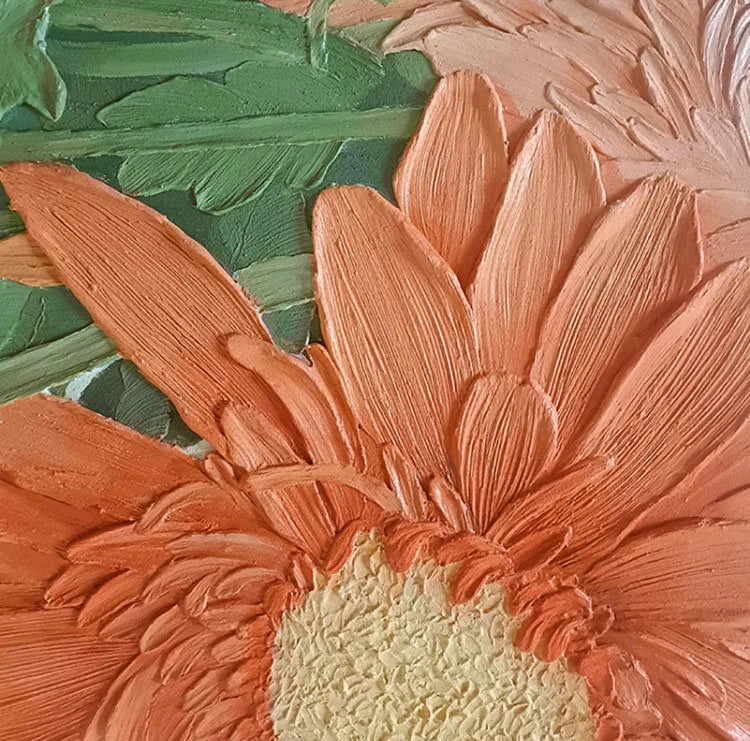 BOHEMIAN BLOOM: Floral Wall Art, 3D Plaster Effect Textured Danish Pastel Maximalist Canvas Painting