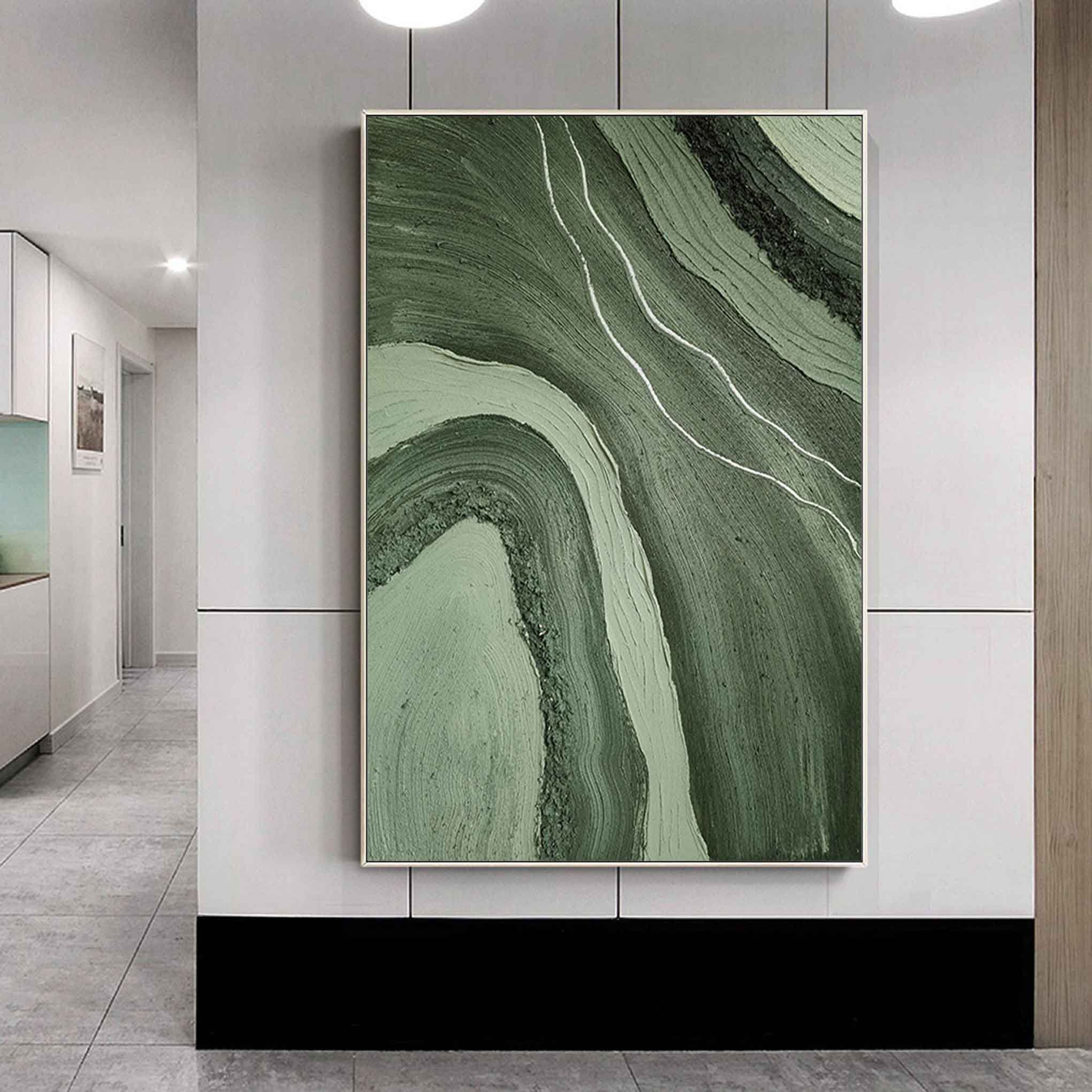 MOSS STRATA: Wabi-sabi Green Texture Art, Heavy Impasto Earthy Mineral Oil Painting
