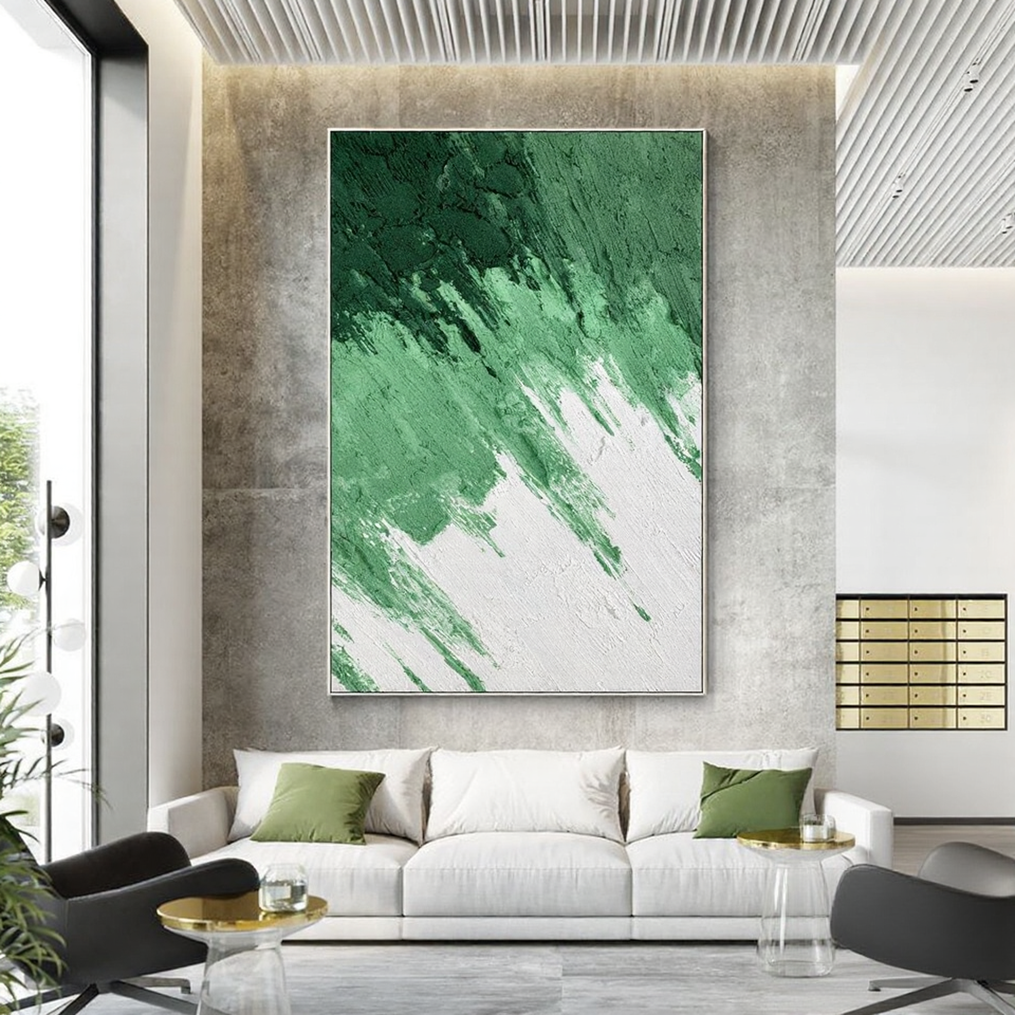 Forest Rhythm – Emerald Green Palette Knife Painting | Modern Abstract Textured Hallway Art