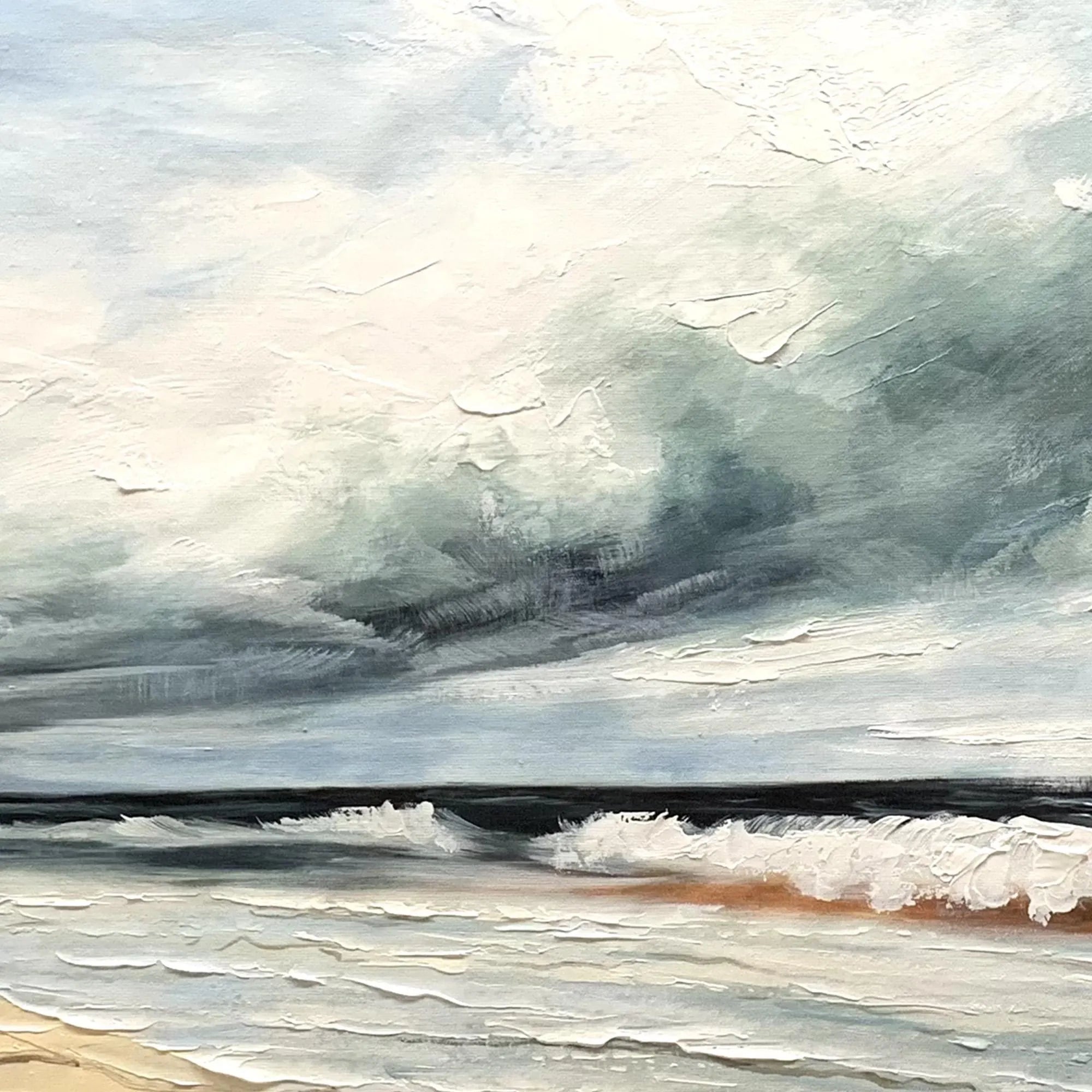 Ocean Storm – Modern Coastal Impasto Relief Texture Painting | Coastal Modern Living Room & Bedroom Art