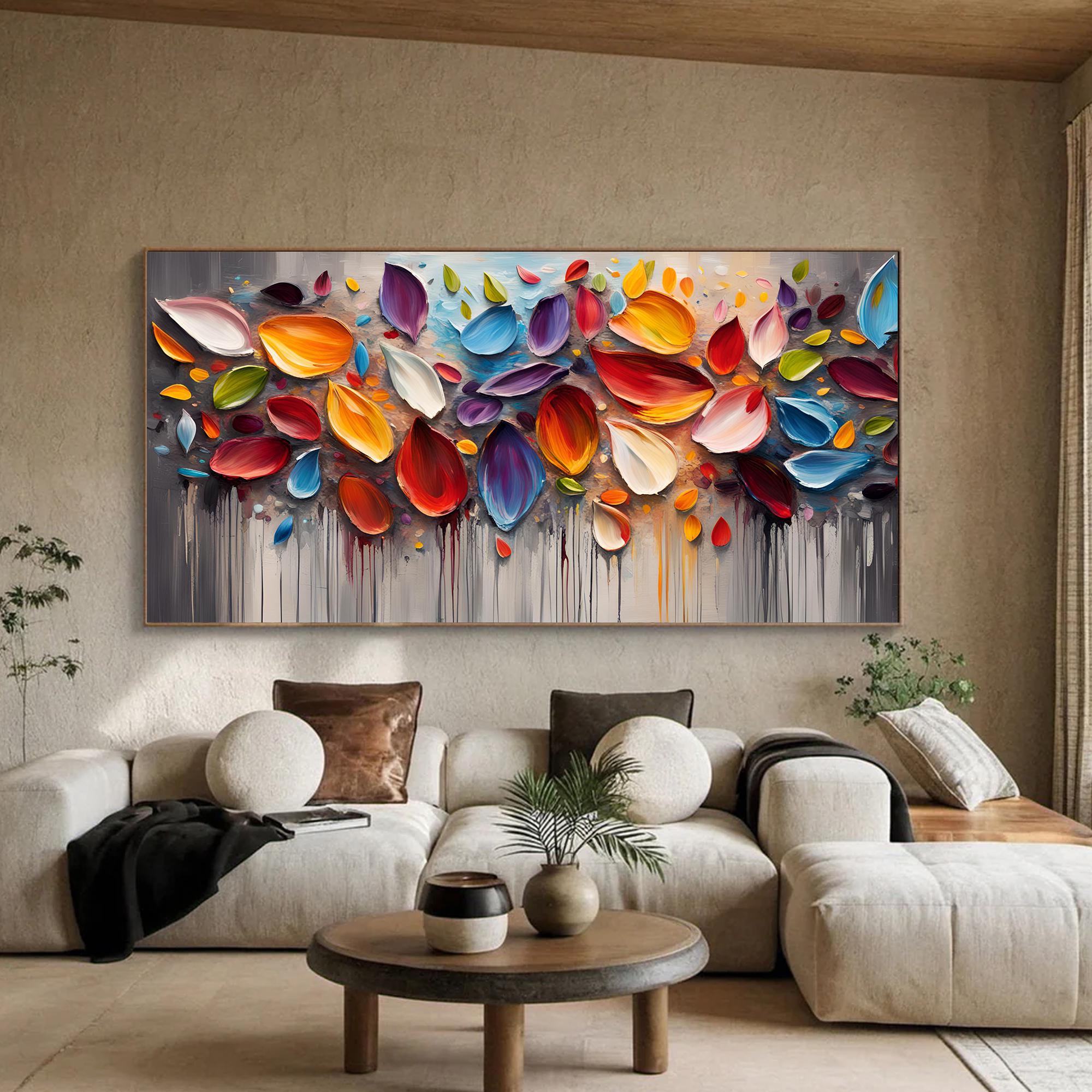 Cosmic Flow – Hand-Painted Multicolored Fluid Ink Style Heavy Texture Palette Knife Oil Abstract Painting | Bold Abstract Palette Knife Living Room Art