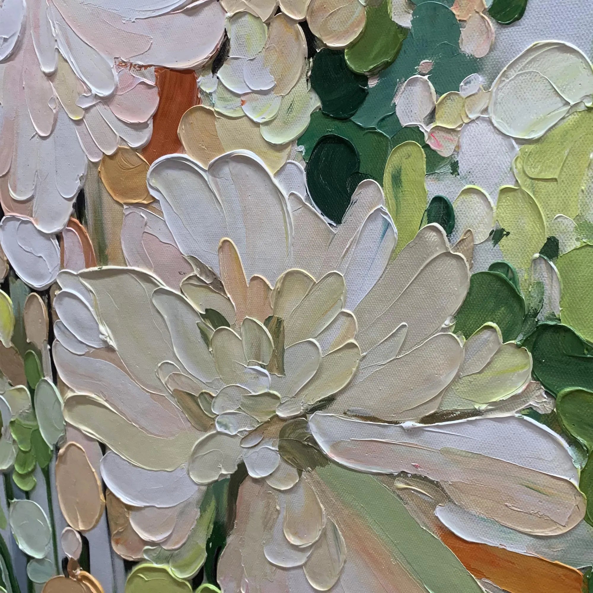 Spring Whispers – Modern Impasto Pastel Floral Canvas | Romantic Bedroom Wall Art