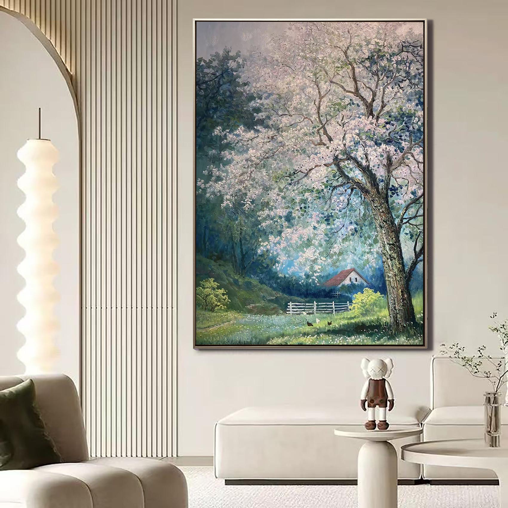 Spring Pastoral – Impressionist Flowers and Cottage Landscapes Painting | Rustic-Style Bedroom Art
