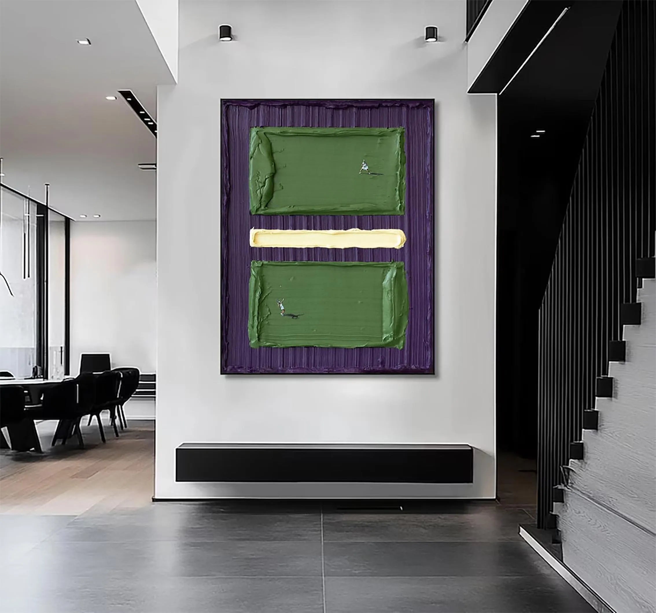 Court Match – 3D Heavy Texture Tennis Landscape Painting | Contemporary Landscape Living Room & Dining Room Art