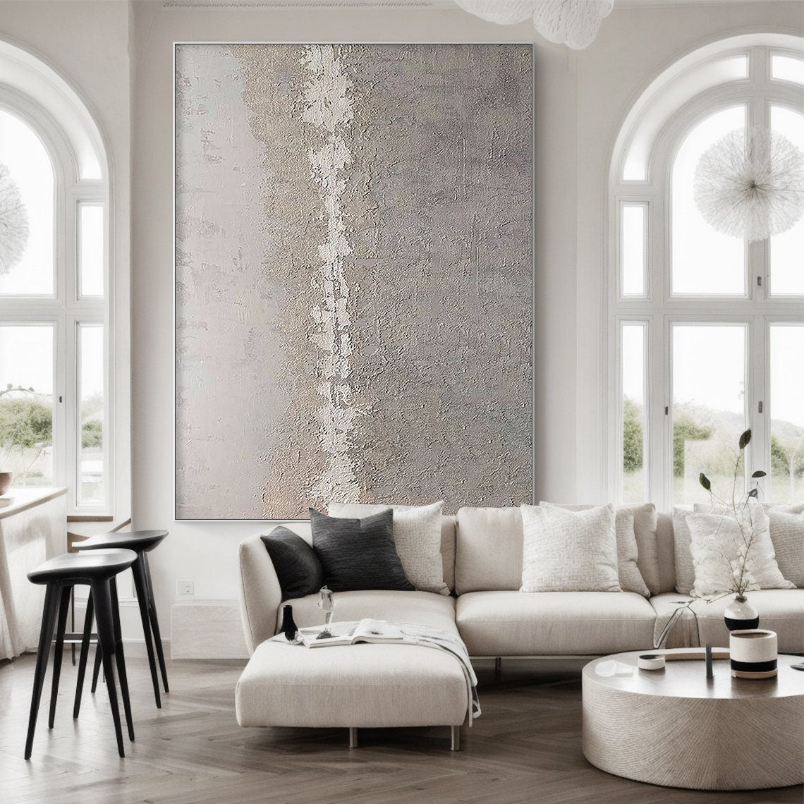 Eternal Sand – Wabi-Sabi Plaster Effect Grained Texture Zen Minimalist Painting | Japandi Organic Wabi-Sabi Living Room & Hallway Art