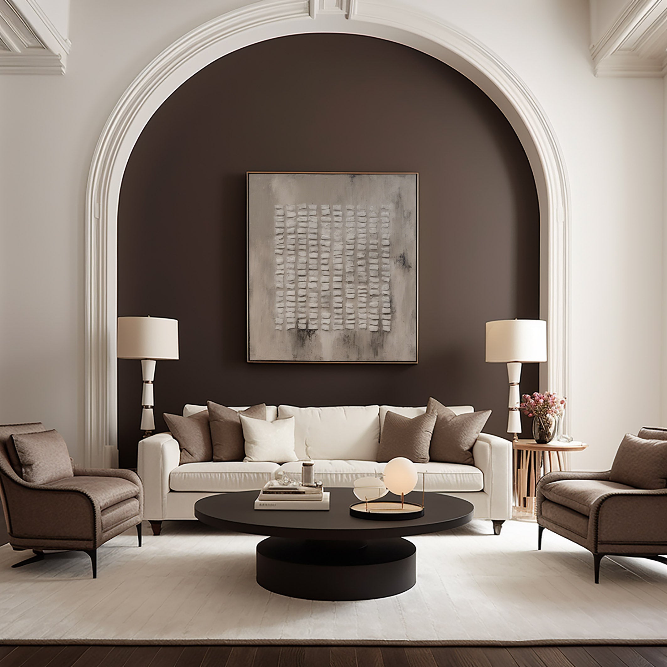 ZEN RHYTHM: Wabi-Sabi Wall Art, Hand-Painted Neutral Beige Repetitive Plaster Block Textured Studio Art