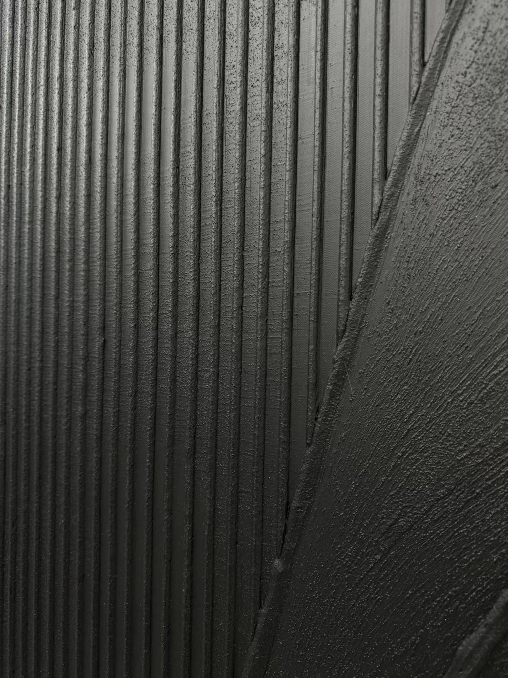 Obsidian Flow – Hand-Painted Pure Black Plaster Effect Multi-Layered Relief Wabi-Sabi Painting | Modern Noir Wabi-Sabi Living Room & Home Office Art