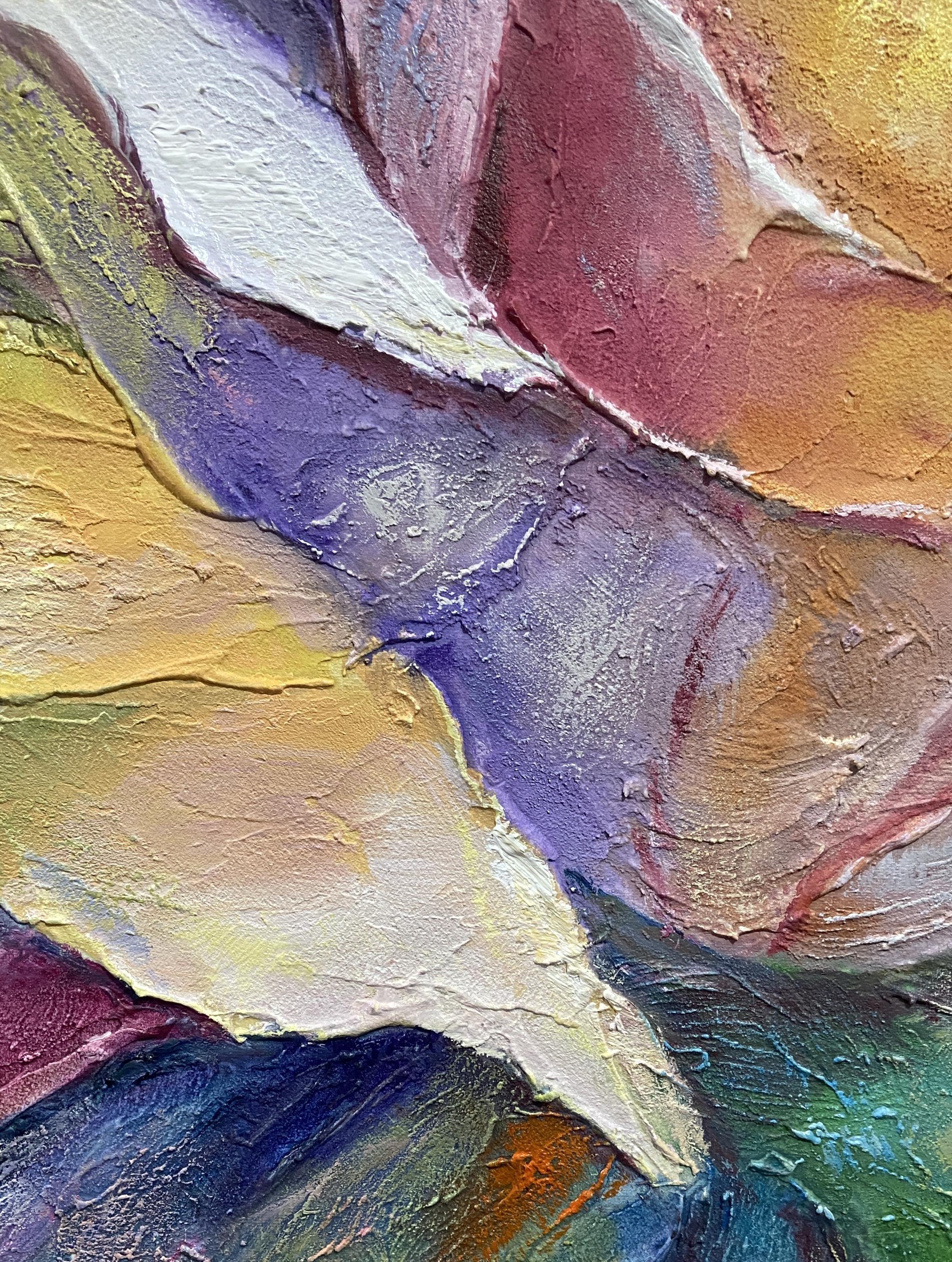 Dawn's Reverie – Modern Impasto Pastel Abstract Floral Canvas | Romantic Living Room Wall Art