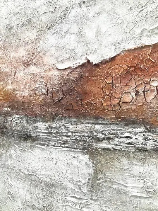 Earthen Strata – Minimalist Neutral Plaster Effect Layered Wabi-Sabi Painting | Japandi Organic Wabi-Sabi Living Room & Hallway Art