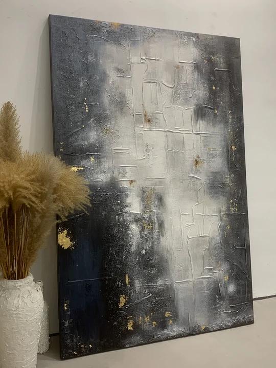 Concrete Echo – Minimalist Industrial Grey Plaster Effect Hand-Painted Wabi-Sabi Painting | Japandi Wabi-Sabi Living Room & Bedroom Art