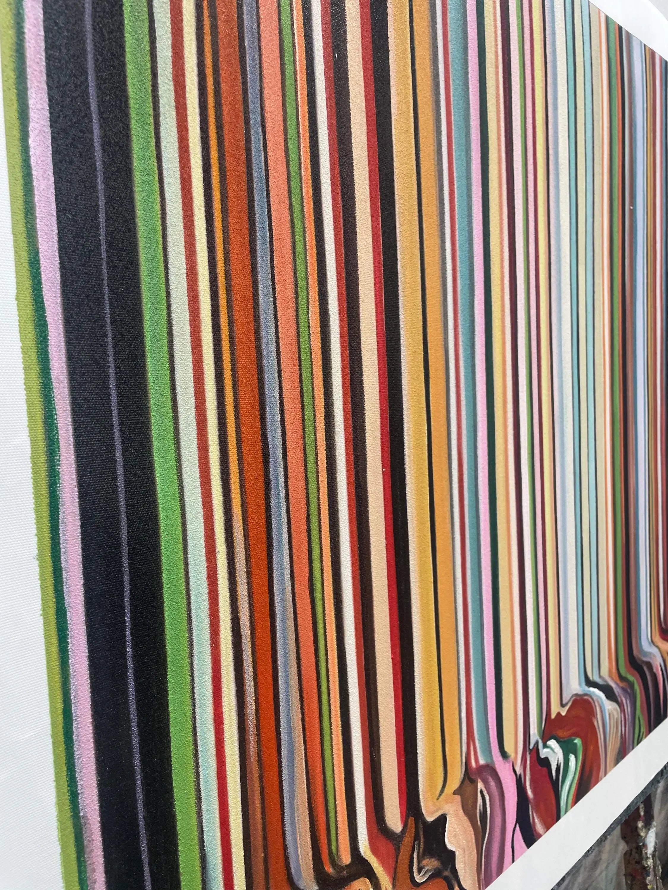 Melting Rainbow – Modern Avant-Garde Linear Painting | Vibrant Colorful Dining Room Art