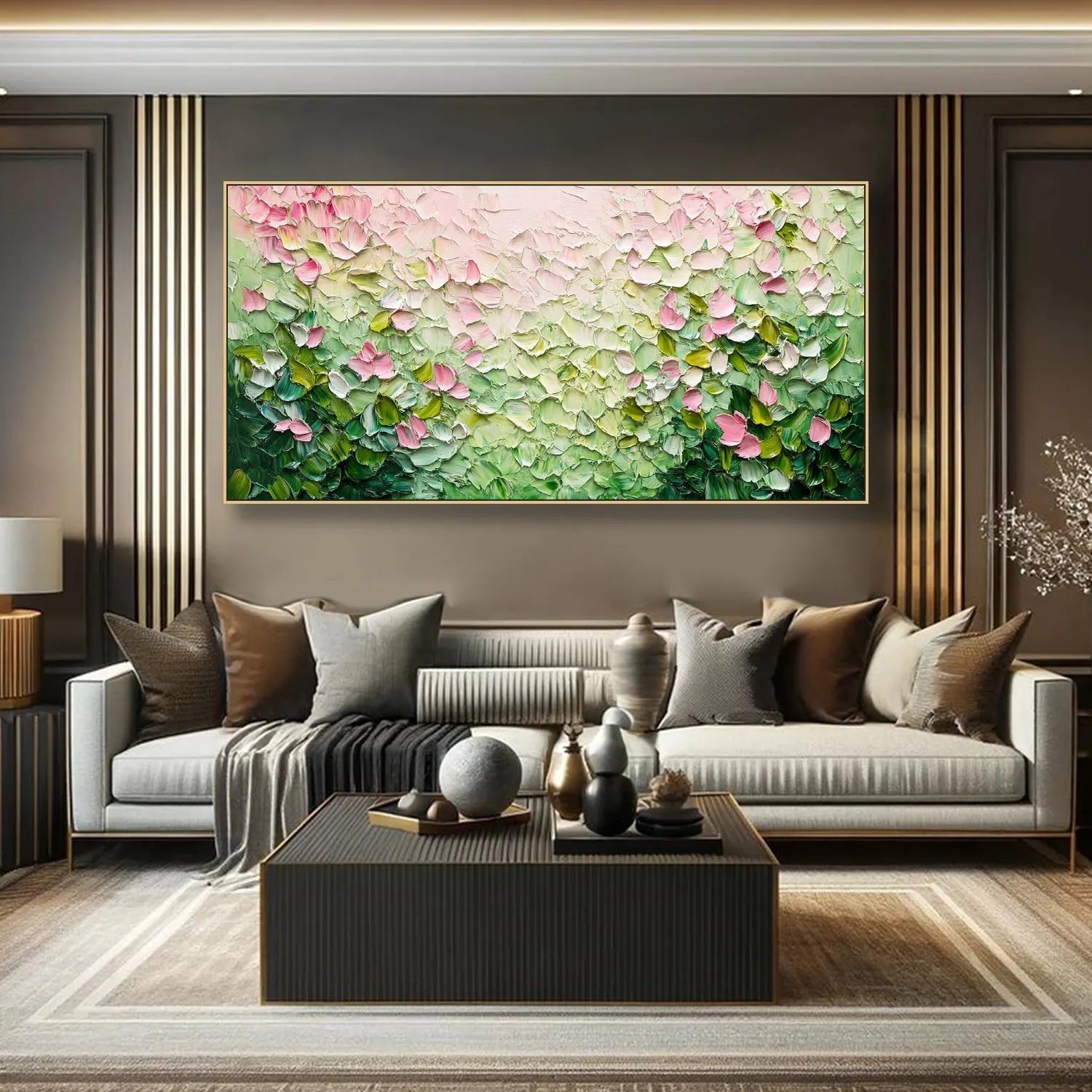 Petal Drift – Modern Pink Blossom Relief Floral Painting | Contemporary Botanical Bedroom & Living Room Art