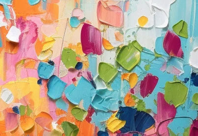 Vibrant Mosaic – Hand-Painted Multicolored Geometric Palette Knife 3D Abstract Painting | Bold Abstract Palette Knife Living Room Art