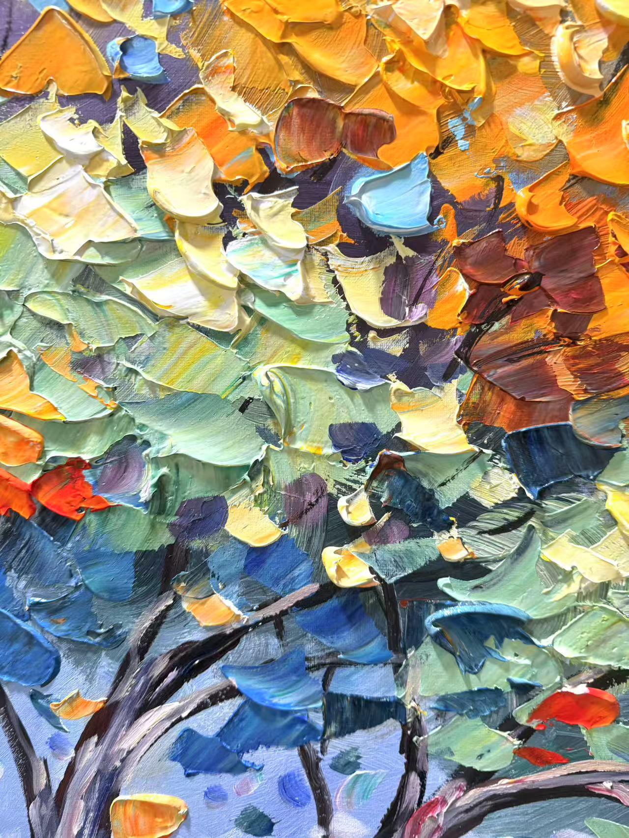 Colors of Life – Modern Impasto Colorful Tree of Life Landscape | Vibrant Living Room Wall Art