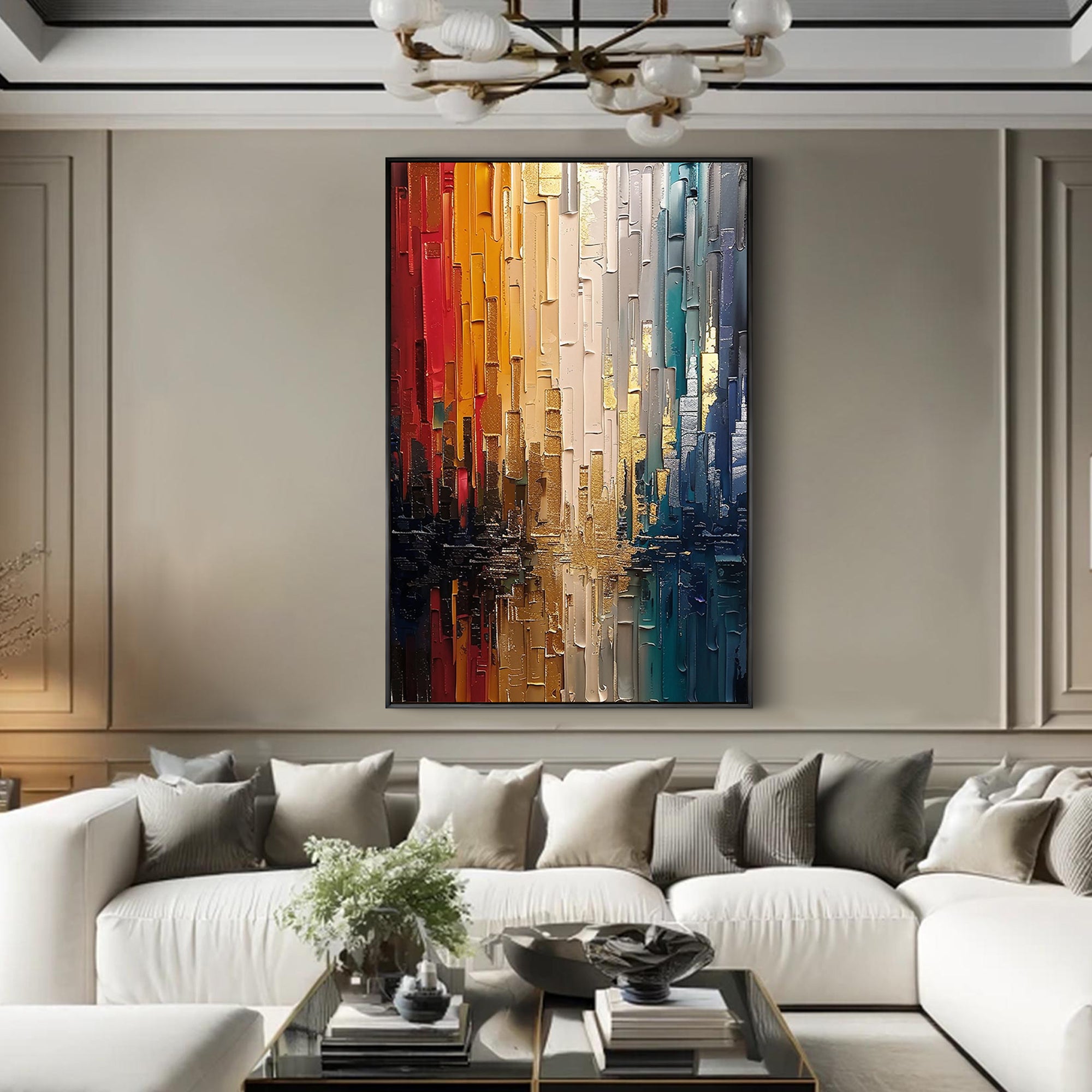 City Reflection – Hand-Painted Palette Knife Abstract Heavy Texture Oil Texture Painting | Modern Abstract Living Room & Office Art