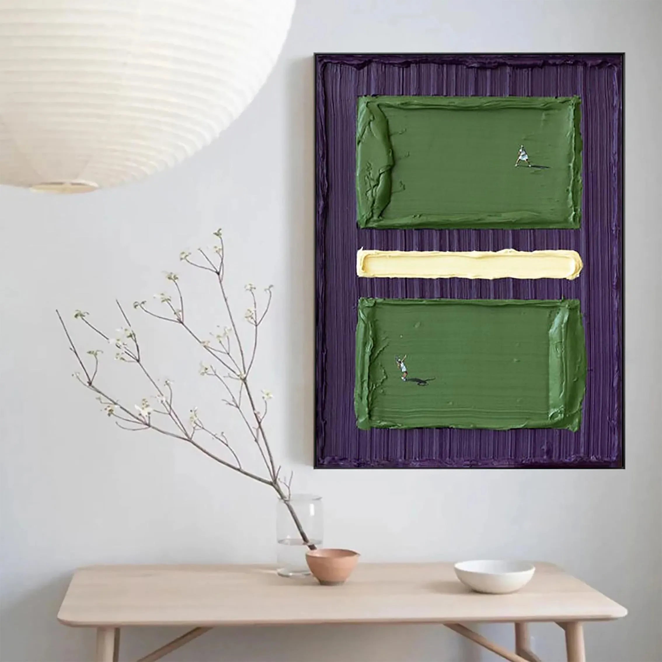 Court Match – 3D Heavy Texture Tennis Landscape Painting | Contemporary Landscape Living Room & Dining Room Art