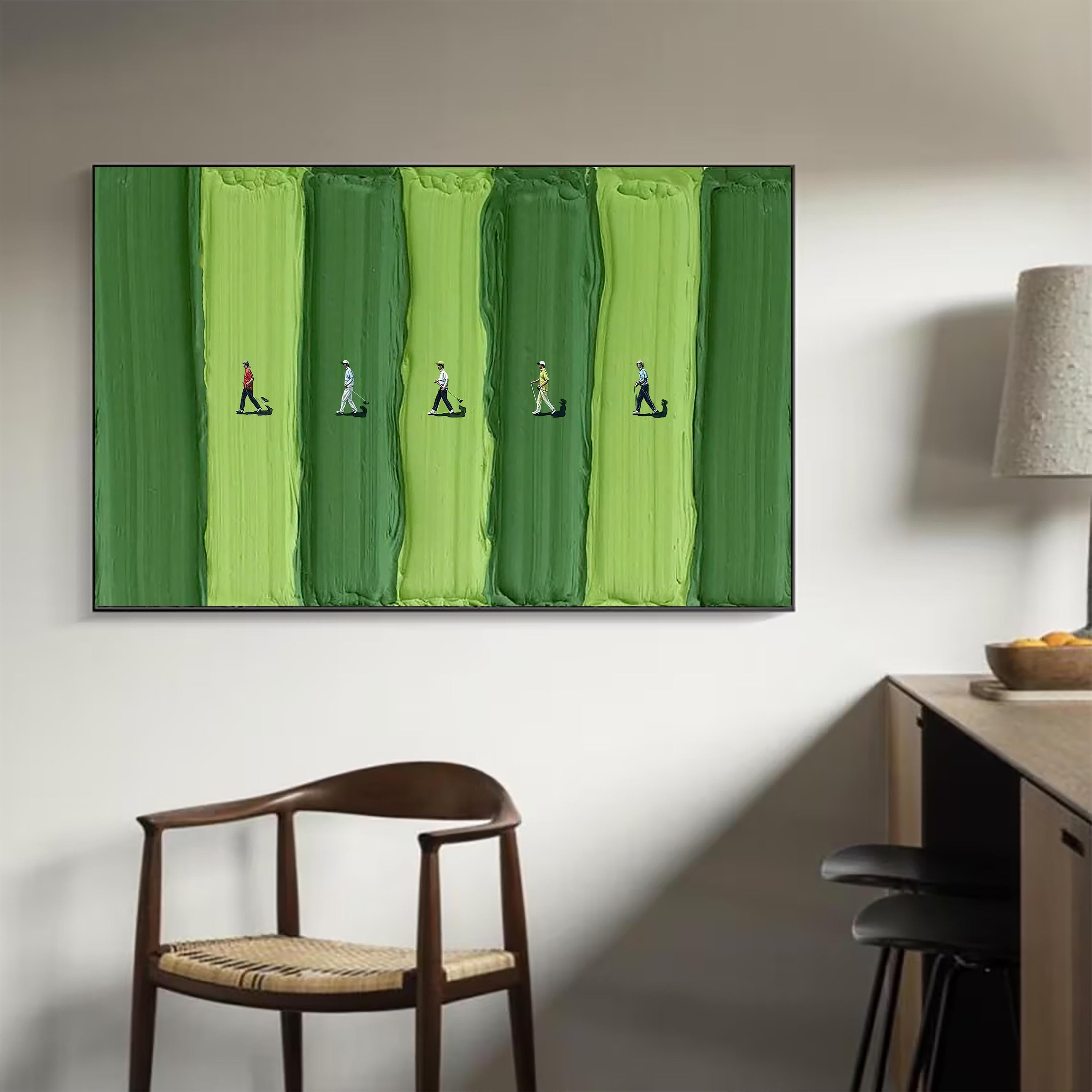 Walking the Green – Modern Golf Fairway Relief Sport Painting | Contemporary Sport Home Office & Living Room Art