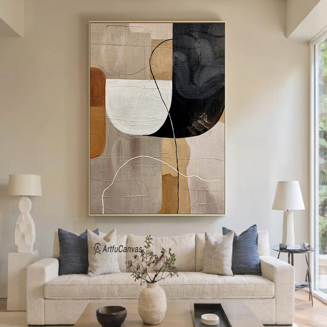 Earthen Harmony – Hand-Painted Terracotta and Neutral Tones Plaster Relief Wabi-Sabi Painting | Japandi Organic Wabi-Sabi Living Room & Hallway Art