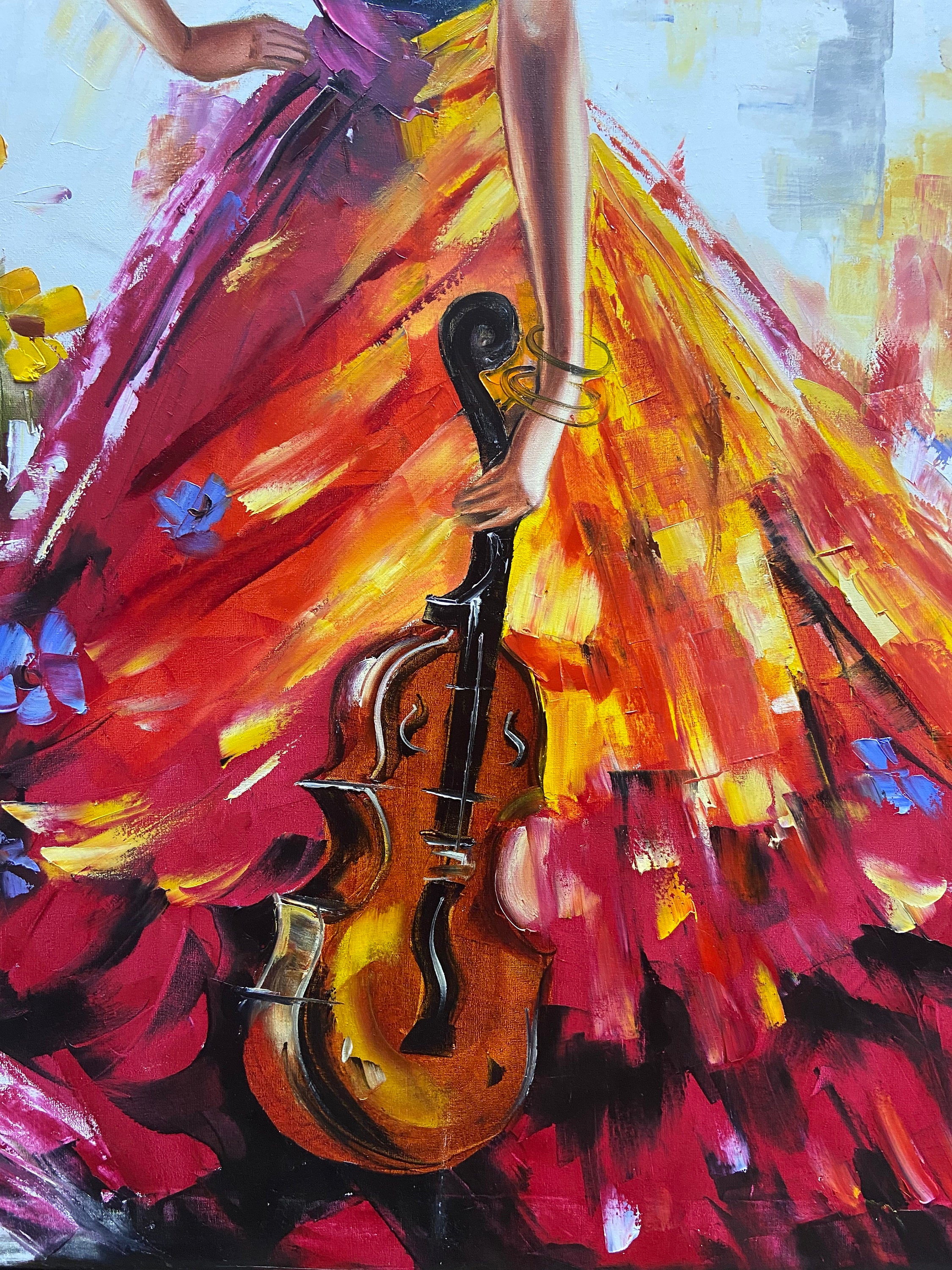 Flamenco Soul – Heavy Impasto Musical Bold Painting | Bold Abstract Palette Knife Living Room Art