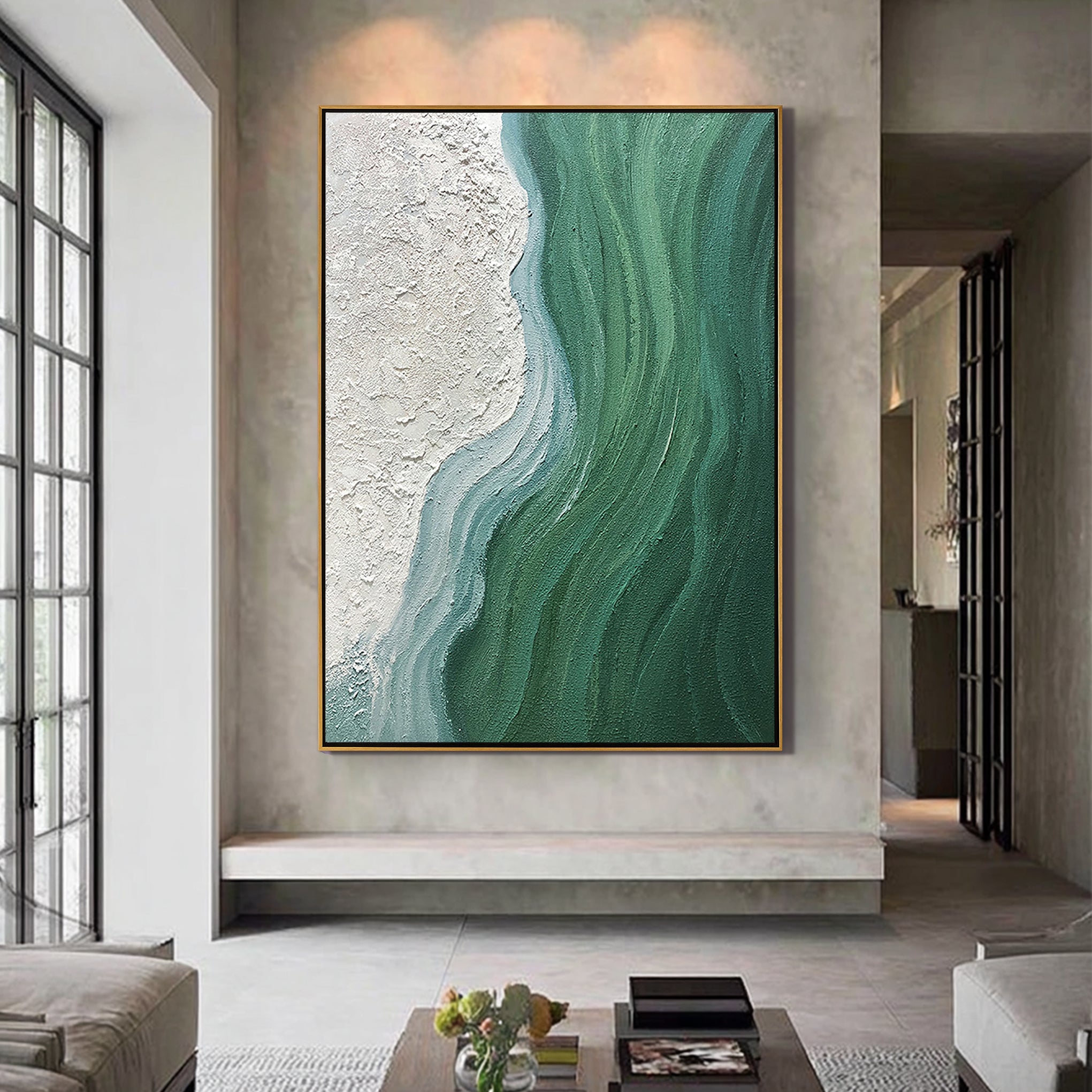 GOLDEN RHYTHM: Panoramic Heavy Impasto Tree Painting, Modern Luxury Gold Foil Abstract