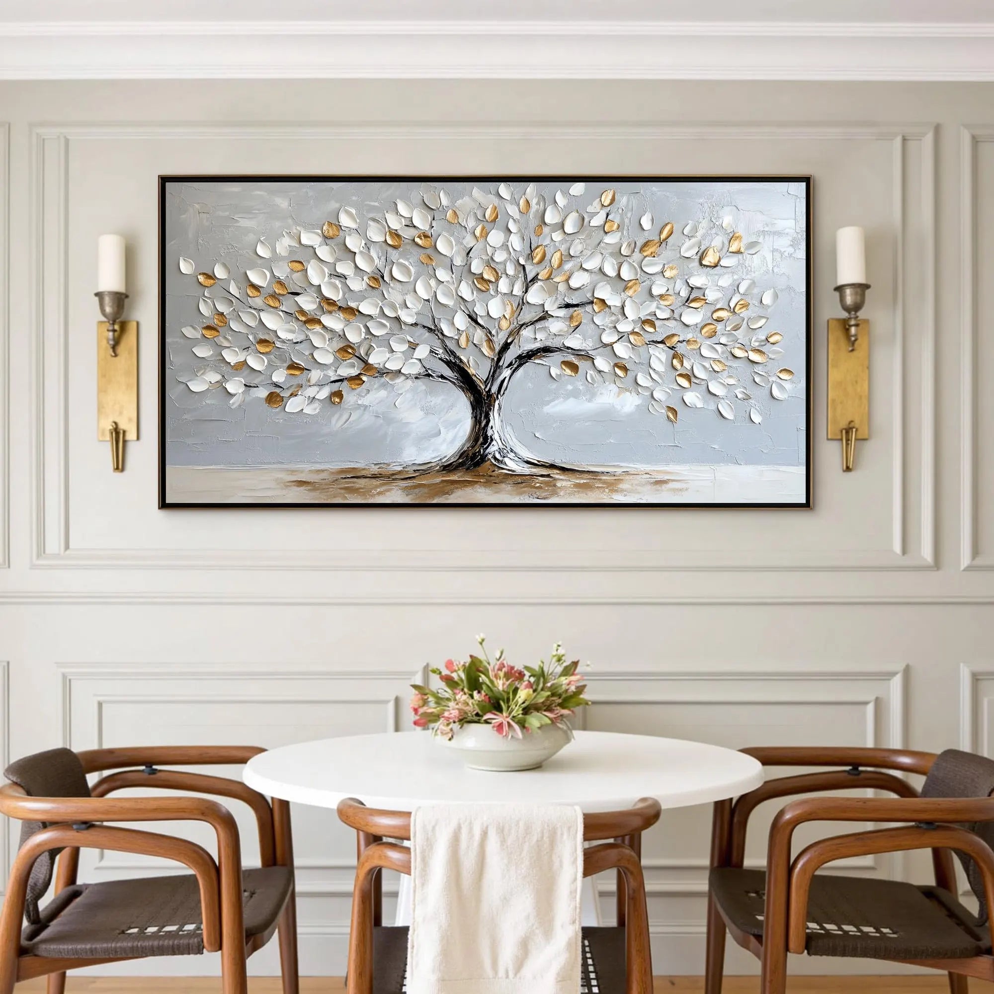 The Growth of Wealth – 3D Textured Tree of Life Painting | Modern Luxury Living Room Art