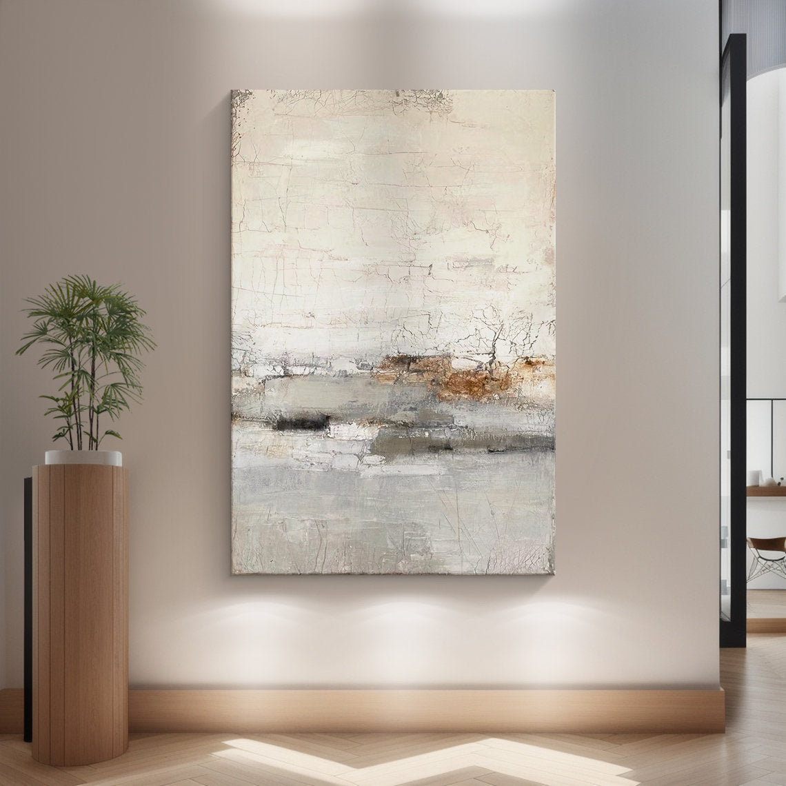 Rustic Strata – Hand-Painted Neutral Beige and Rust Palette Knife Wabi-Sabi Painting | Japandi Organic Wabi-Sabi Living Room & Hallway Art