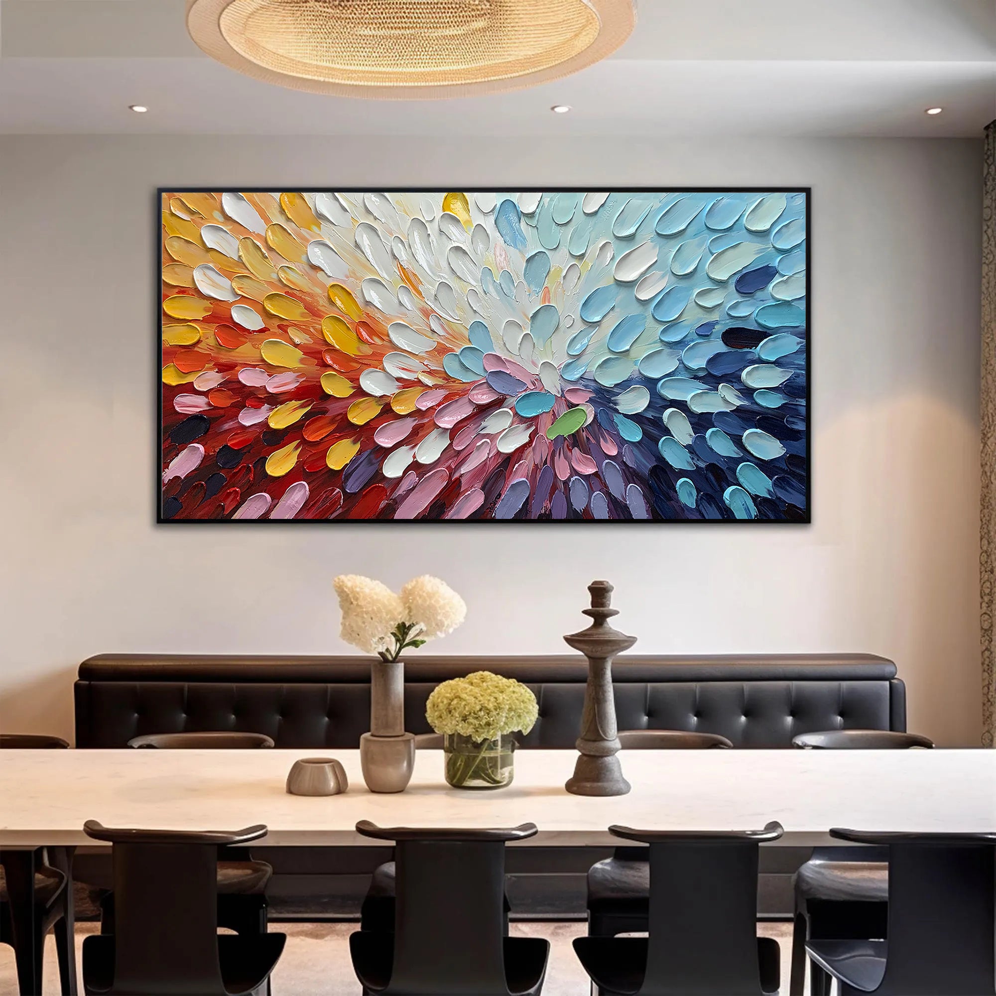 Vivid Surge – Colorful Impasto Palette Knife Abstract Painting | Bold Abstract Palette Knife Living Room Art
