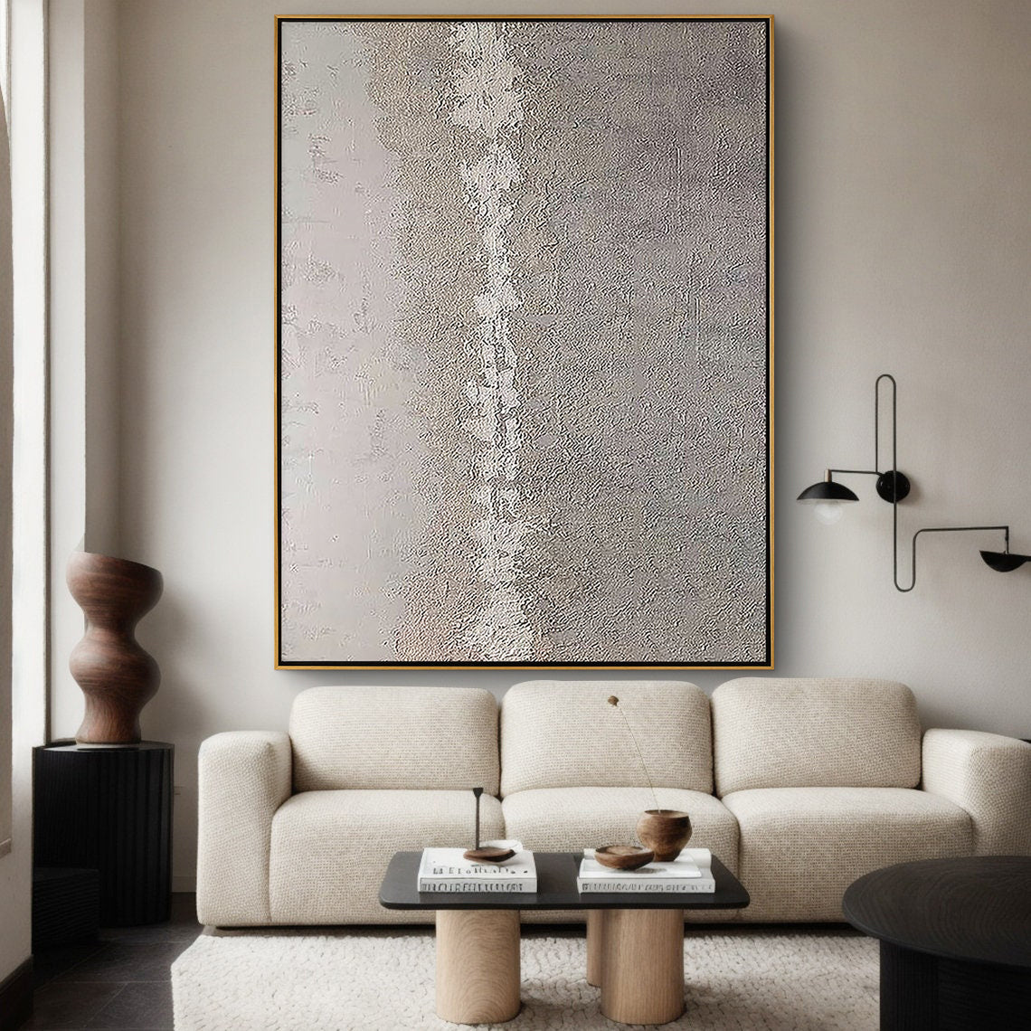 Eternal Sand – Wabi-Sabi Plaster Effect Grained Texture Zen Minimalist Painting | Japandi Organic Wabi-Sabi Living Room & Hallway Art