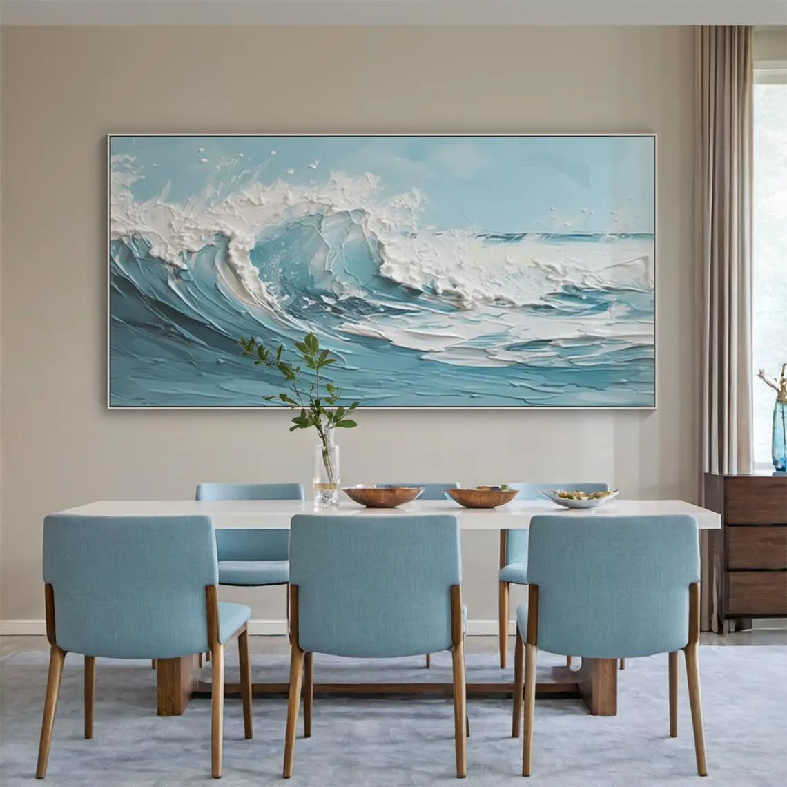 Crushing Tide – Hand-Painted 3D Impasto Ocean Wave Thick Seascape Painting | Coastal Modern Living Room & Bedroom Art