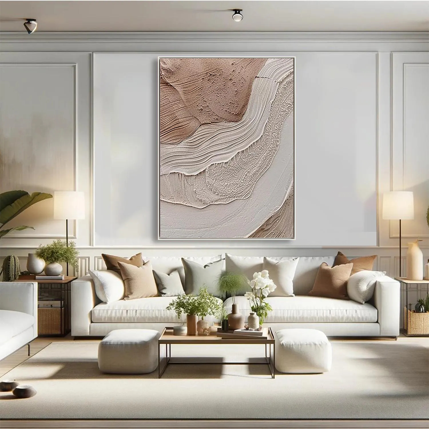 Rhythmic Strata – Wabi-Sabi Earth Tone Abstract Textured Painting | Minimalist Organic Beige Entryway Art