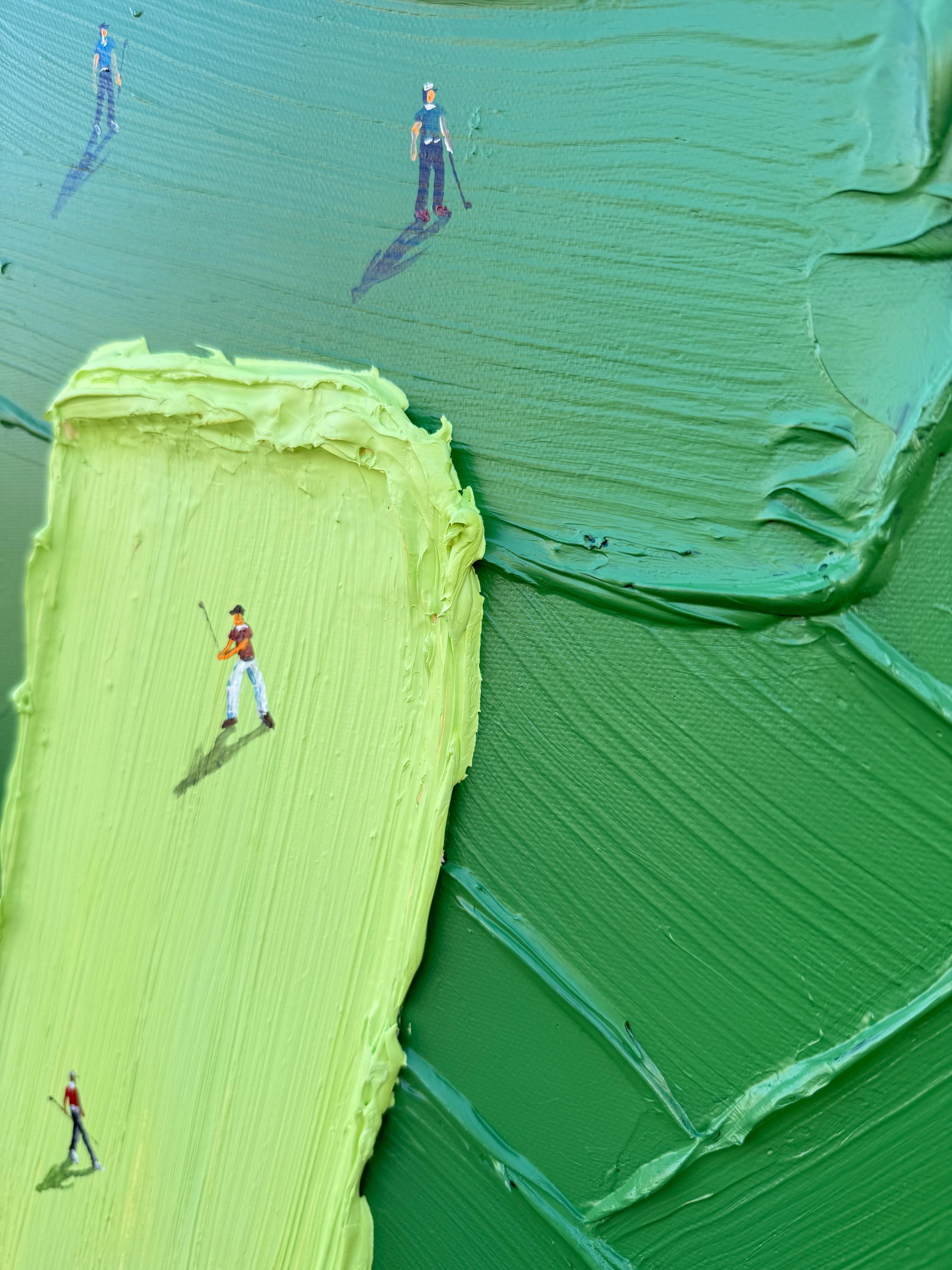 The Fairway – Modern Golf Course Abstract Relief Sport Painting | Contemporary Sport Home Office & Living Room Art