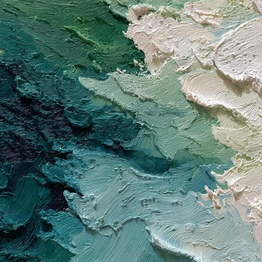 Moss Strata – Sage Green Abstract Shoreline Wabi-Sabi Painting | Japandi Wabi-Sabi Living Room & Bedroom Art