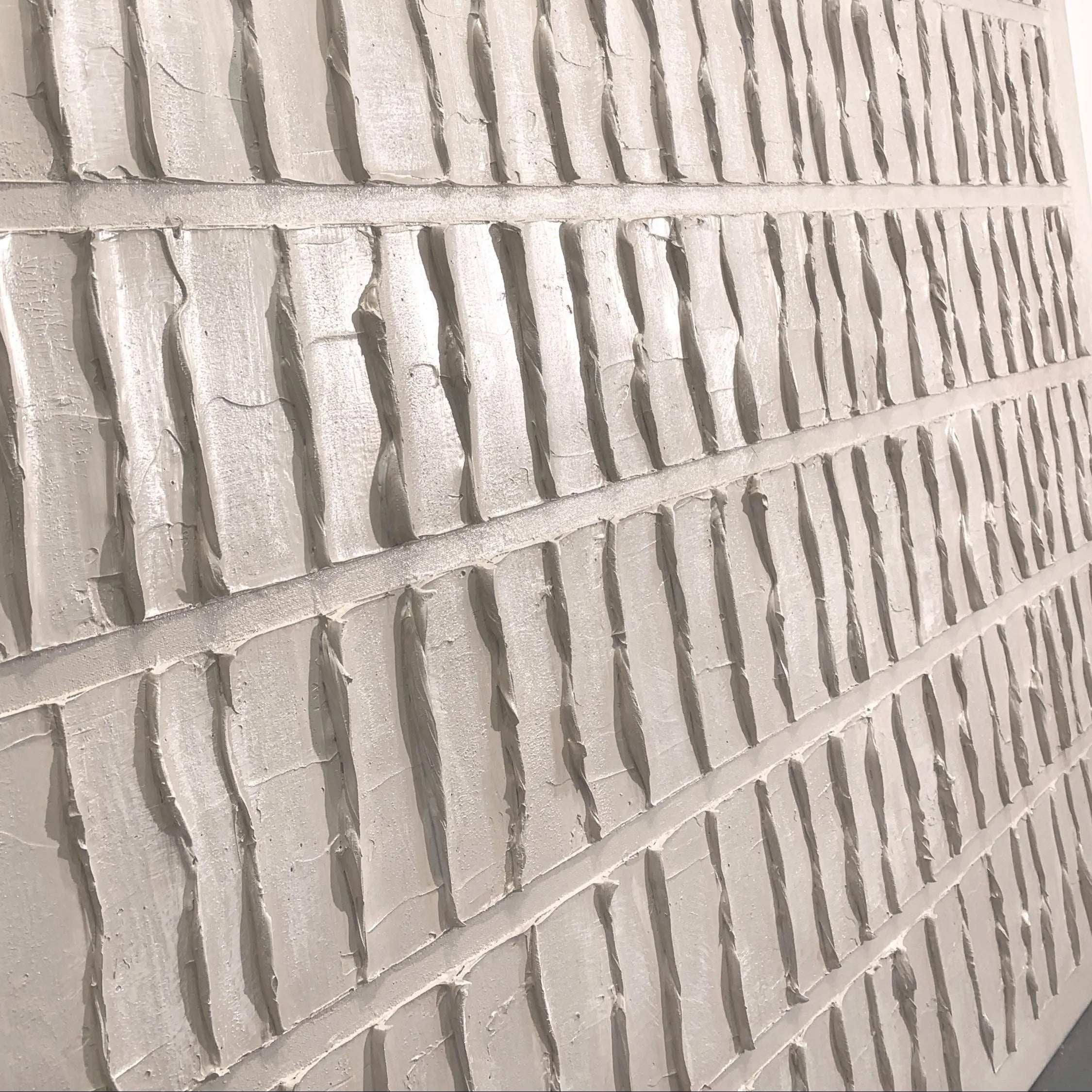 Rhythmic Lines – Modern Neutral Plaster Relief Linear Wabi-Sabi Painting | Japandi Organic Wabi-Sabi Living Room & Hallway Art