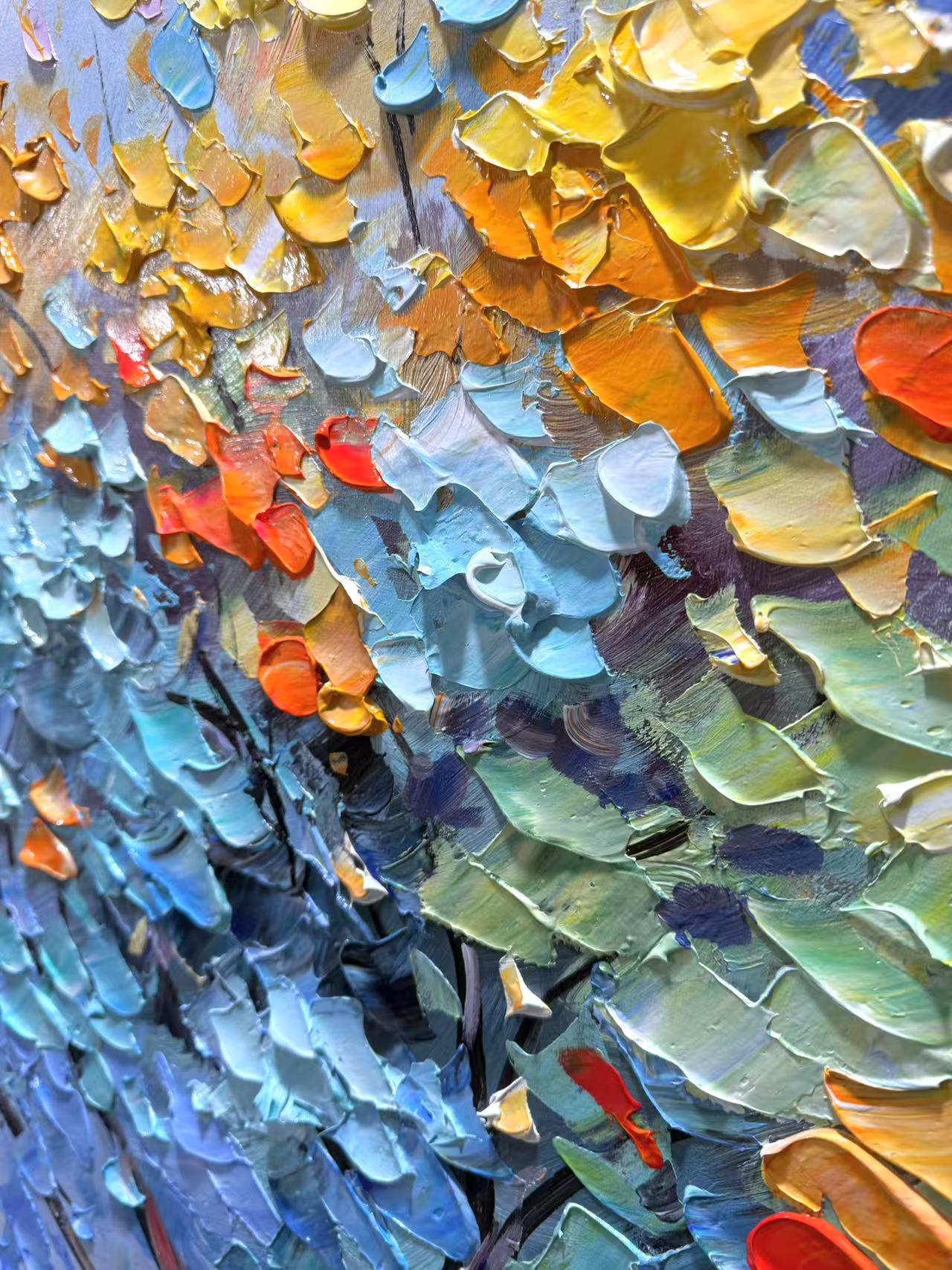 Colors of Life – Modern Impasto Colorful Tree of Life Landscape | Vibrant Living Room Wall Art