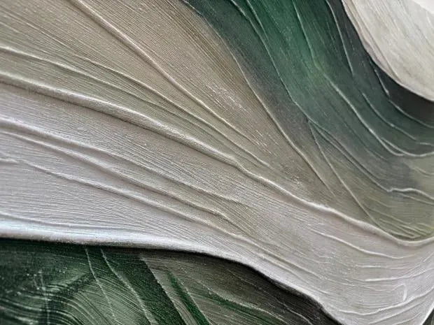 Emerald Tide – Hand-Painted Deep Green and Sage Wave Palette Knife Texture Painting | Modern Abstract Living Room & Office Art