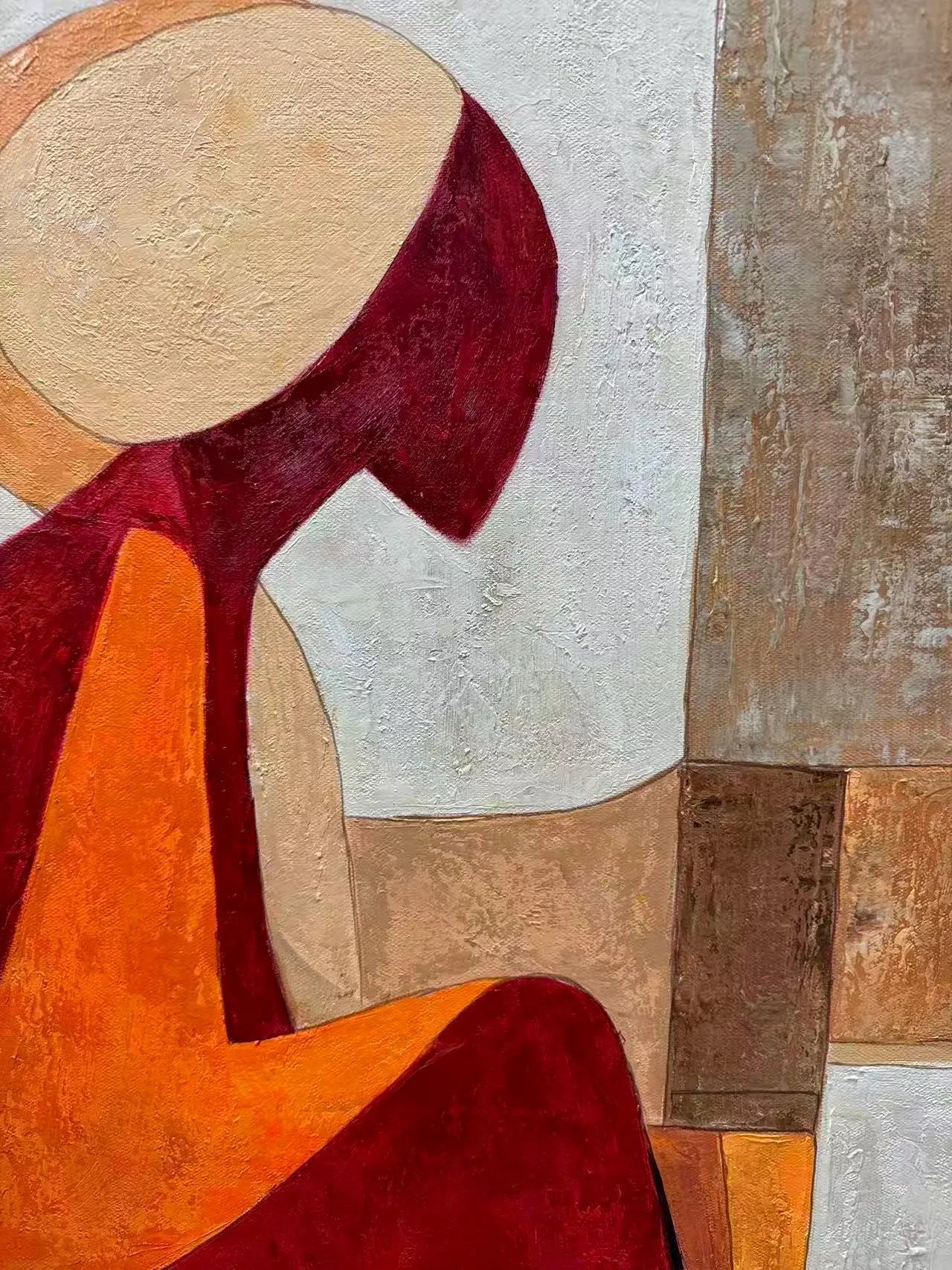 Autumn Vigor – Mid-Century Modern Geometric Terracotta Abstract Painting | Contemporary Expressionist Living Room & Office Art