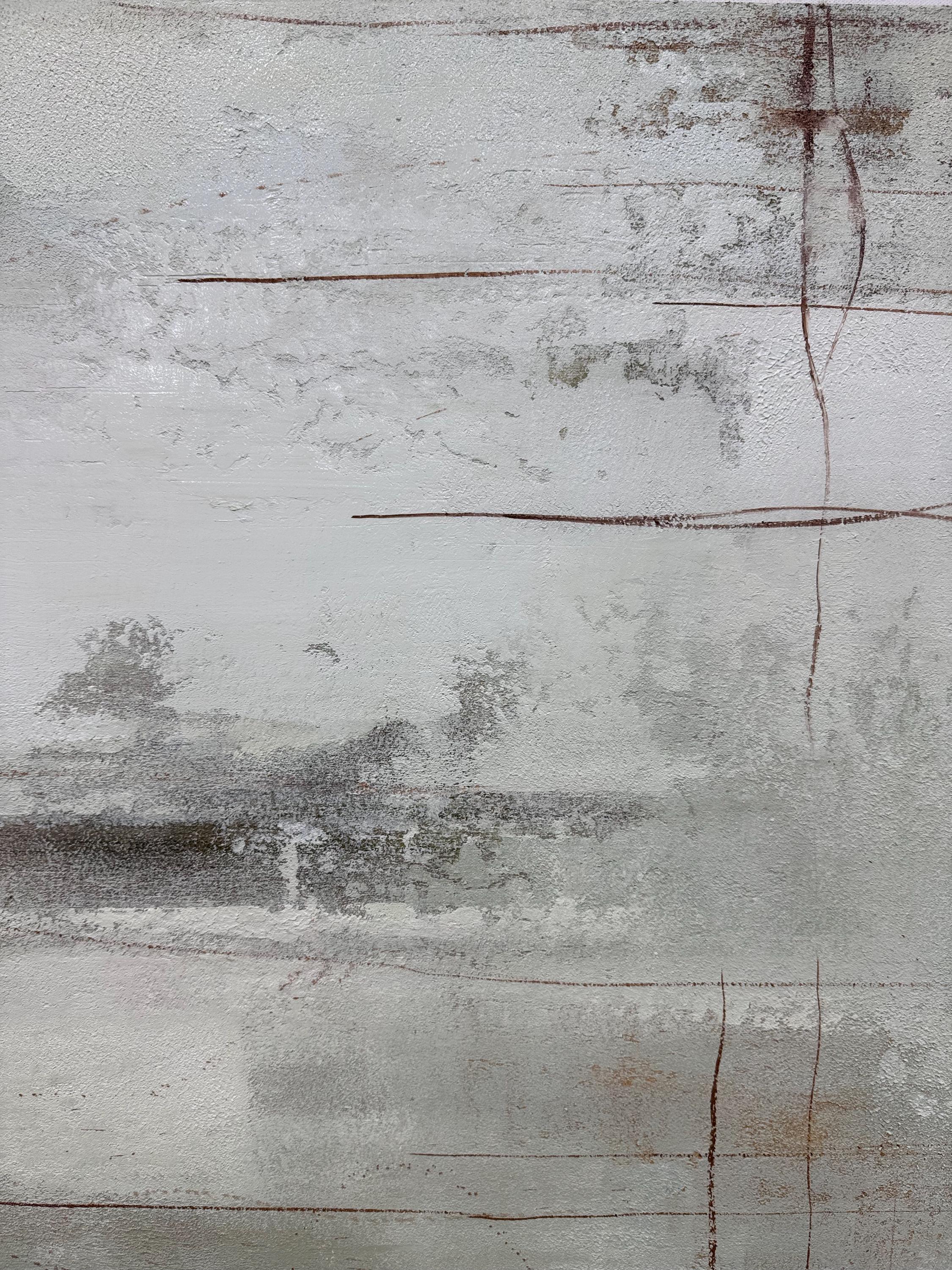 Timeless Trace – Minimalist Industrial Grey Plaster Effect Hand-Painted Wabi-Sabi Painting | Japandi Wabi-Sabi Living Room & Bedroom Art
