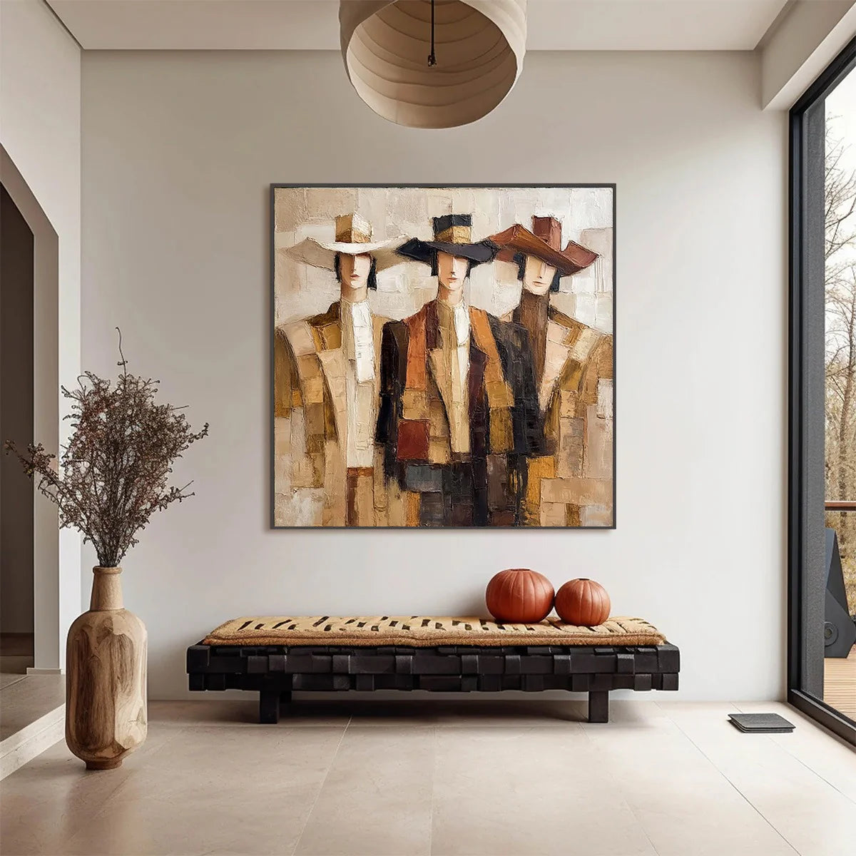 The Gentry – Abstract Fashion Portrait Relief Portrait Painting | Contemporary Expressionist Living Room & Office Art