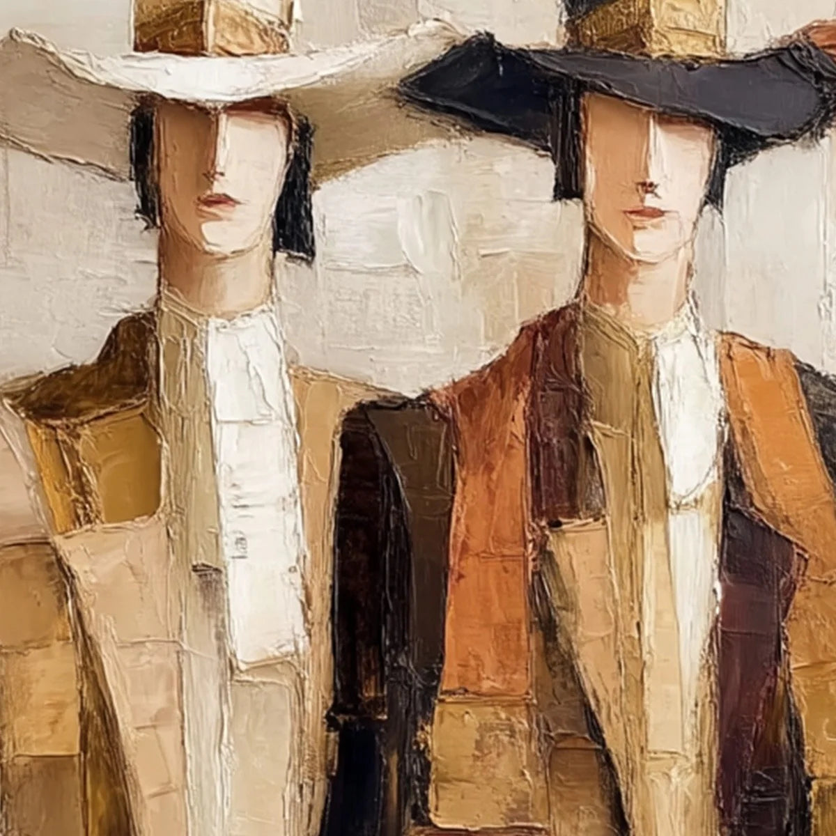 The Gentry – Abstract Fashion Portrait Relief Portrait Painting | Contemporary Expressionist Living Room & Office Art