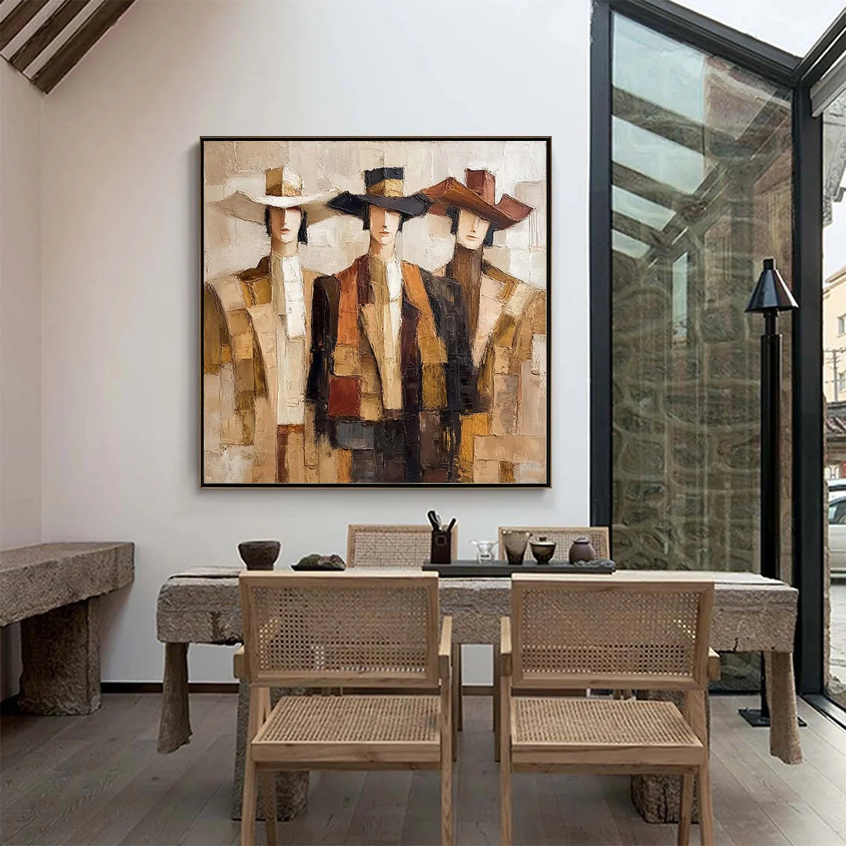 The Gentry – Abstract Fashion Portrait Relief Portrait Painting | Contemporary Expressionist Living Room & Office Art